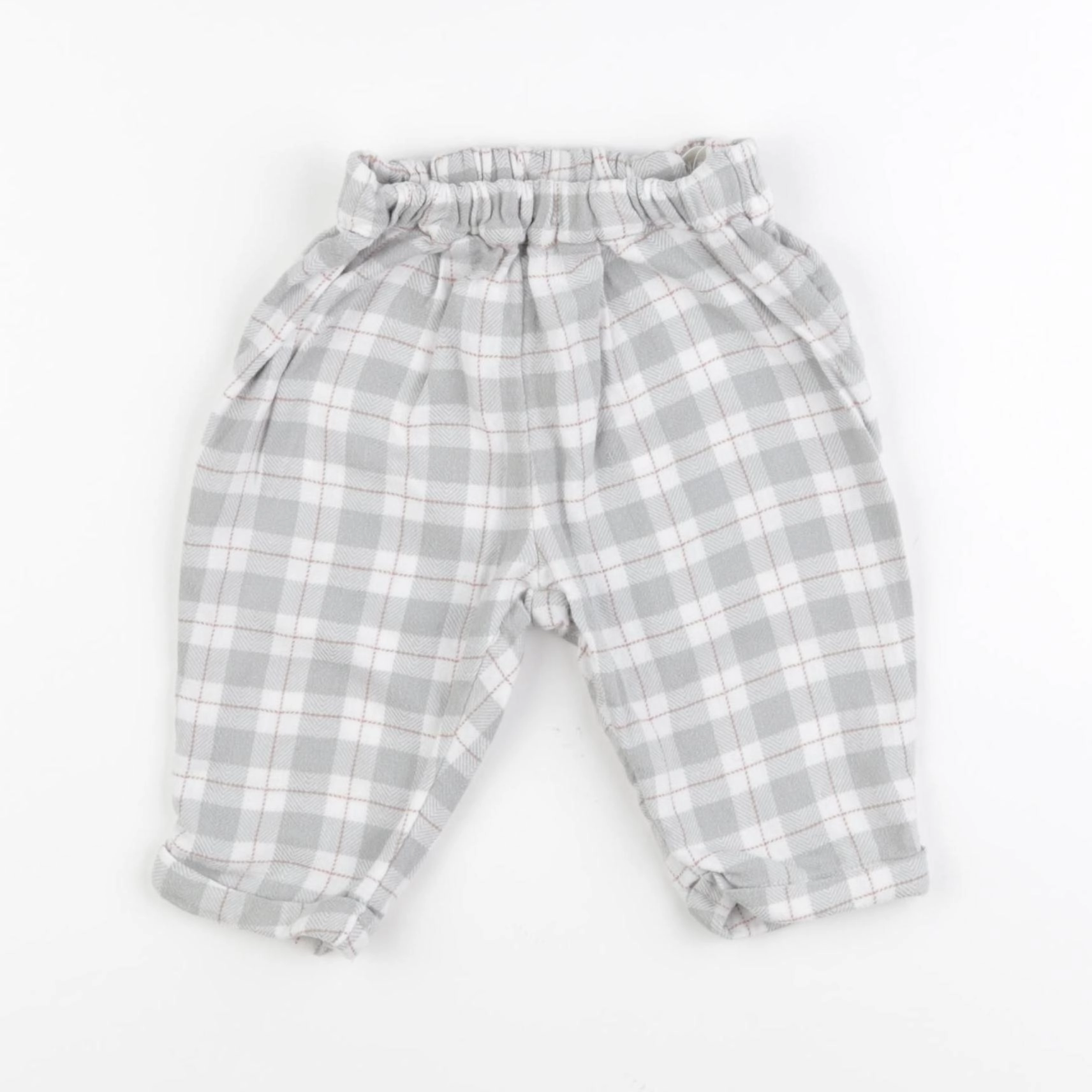 H&M - sarouel gris, blanc - 6/9 mois