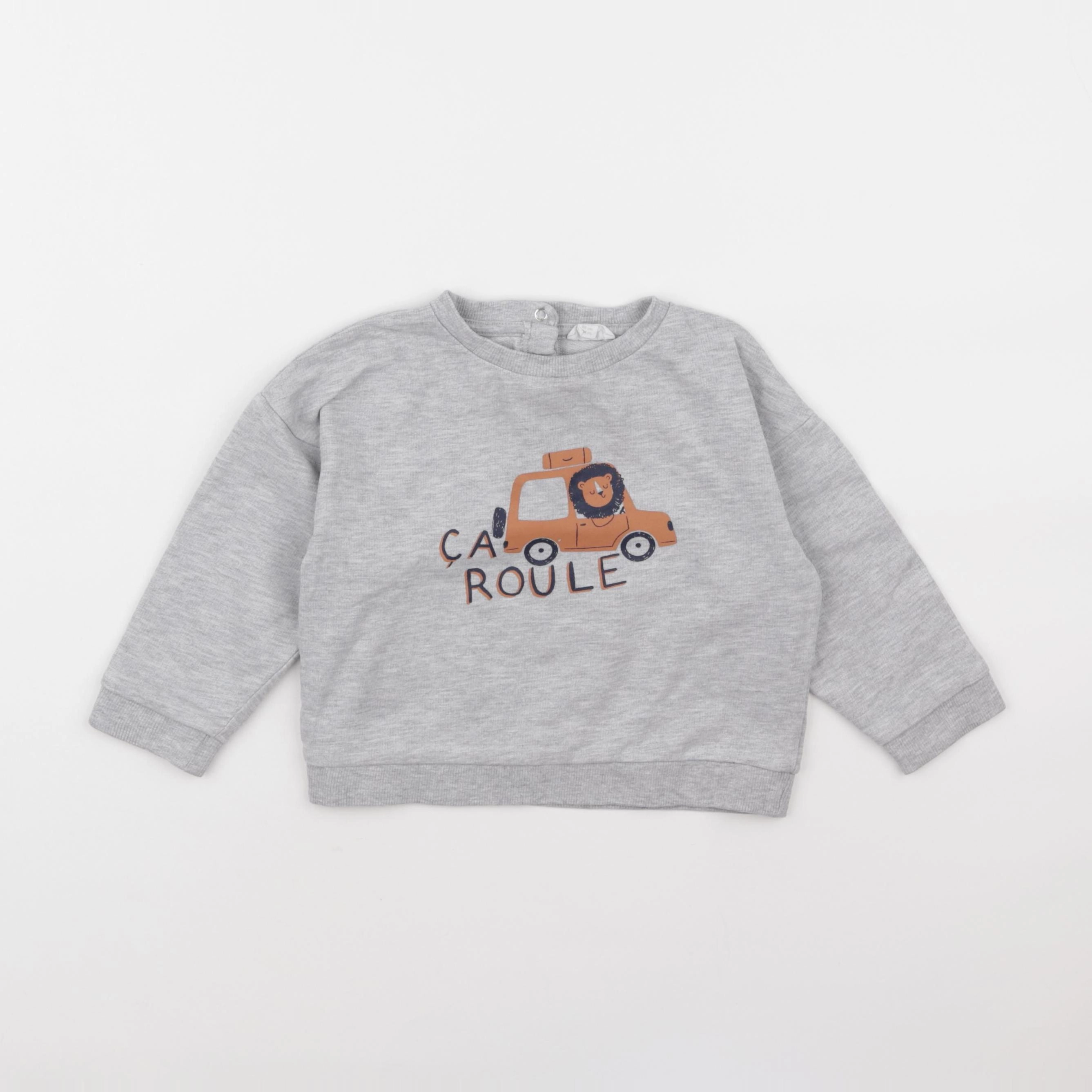 Vertbaudet - sweat gris - 24 mois