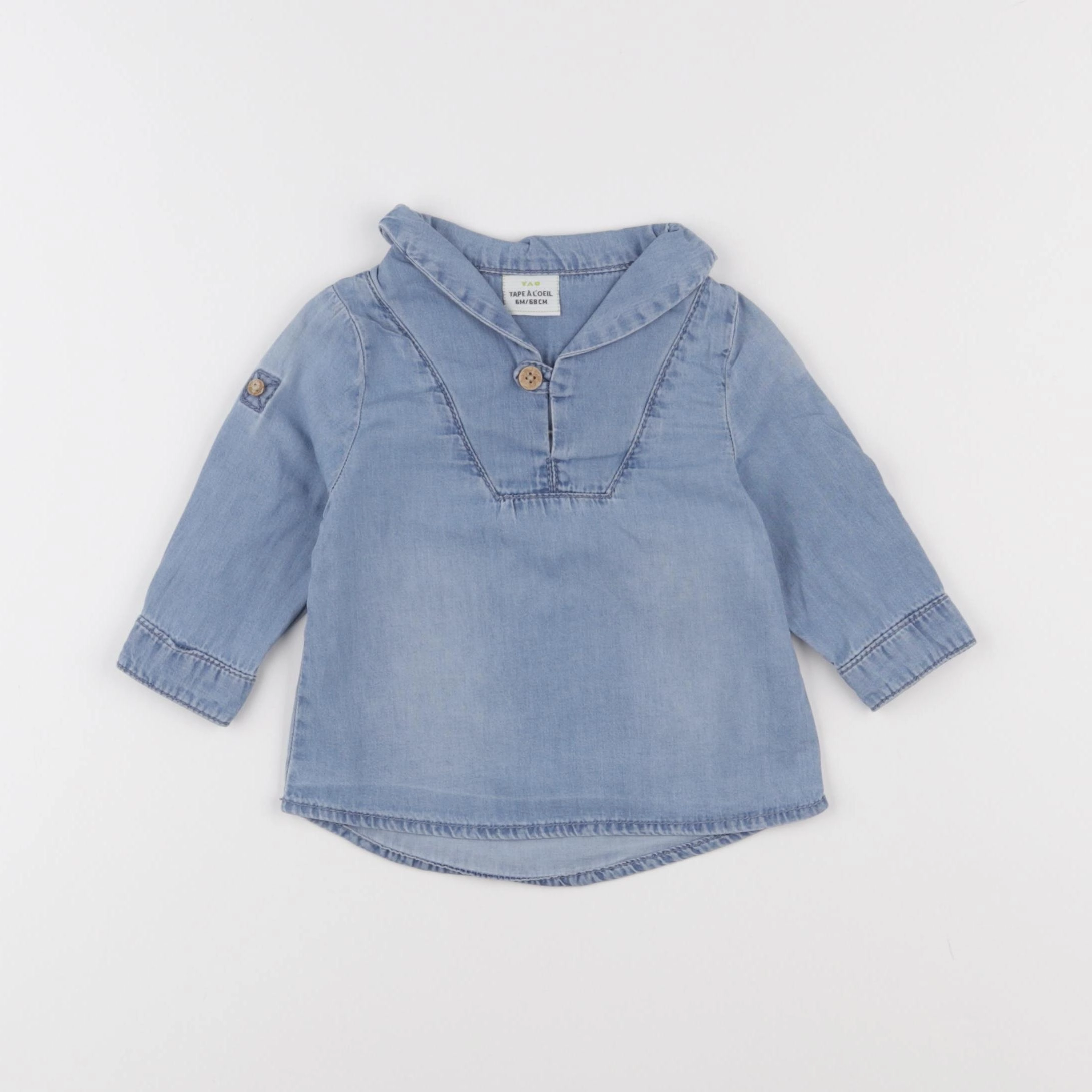 Tape à l'oeil - blouse imprimé au dos bleu - 6 mois
