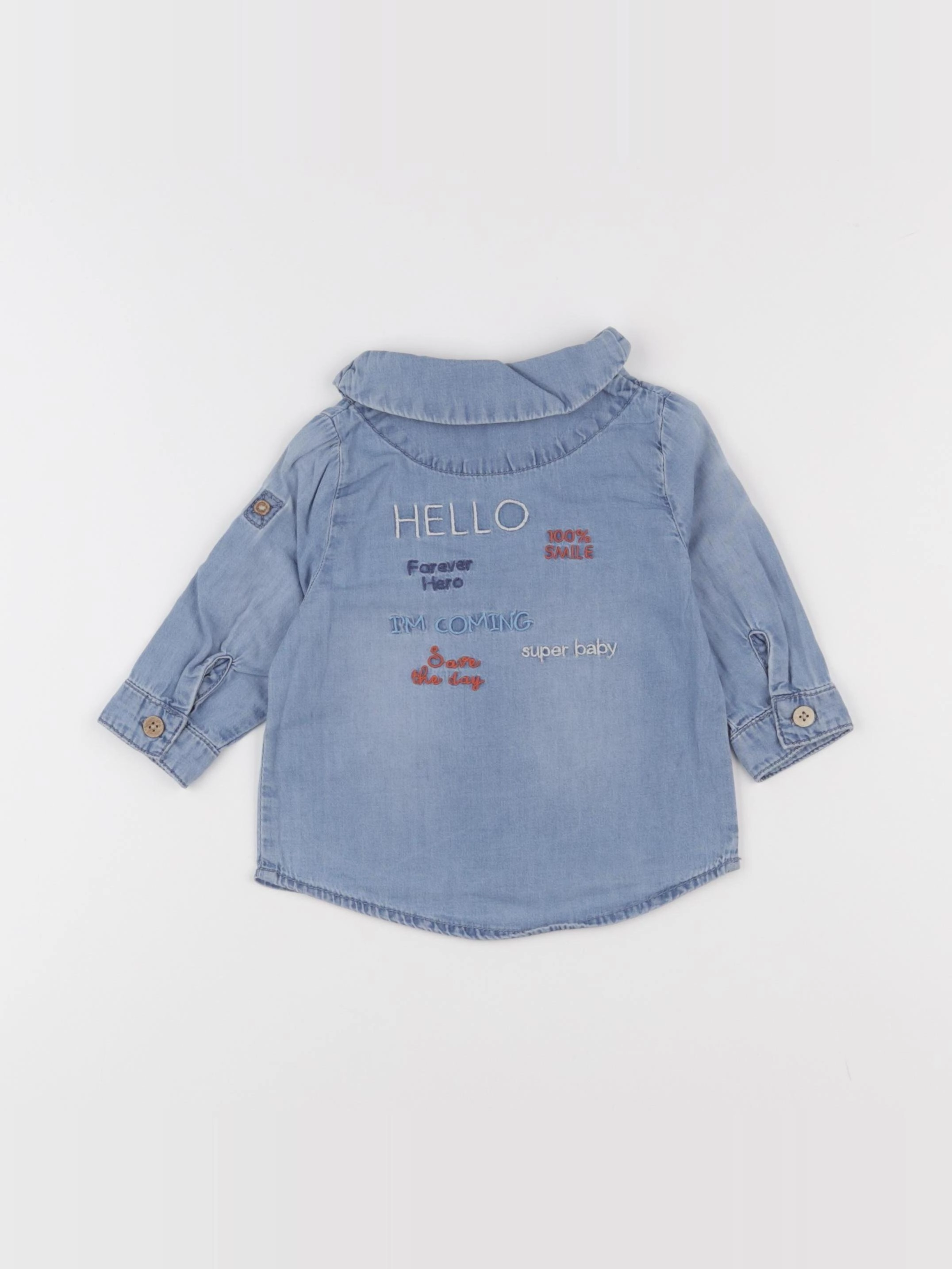 Tape à l'oeil - blouse imprimé au dos bleu - 6 mois