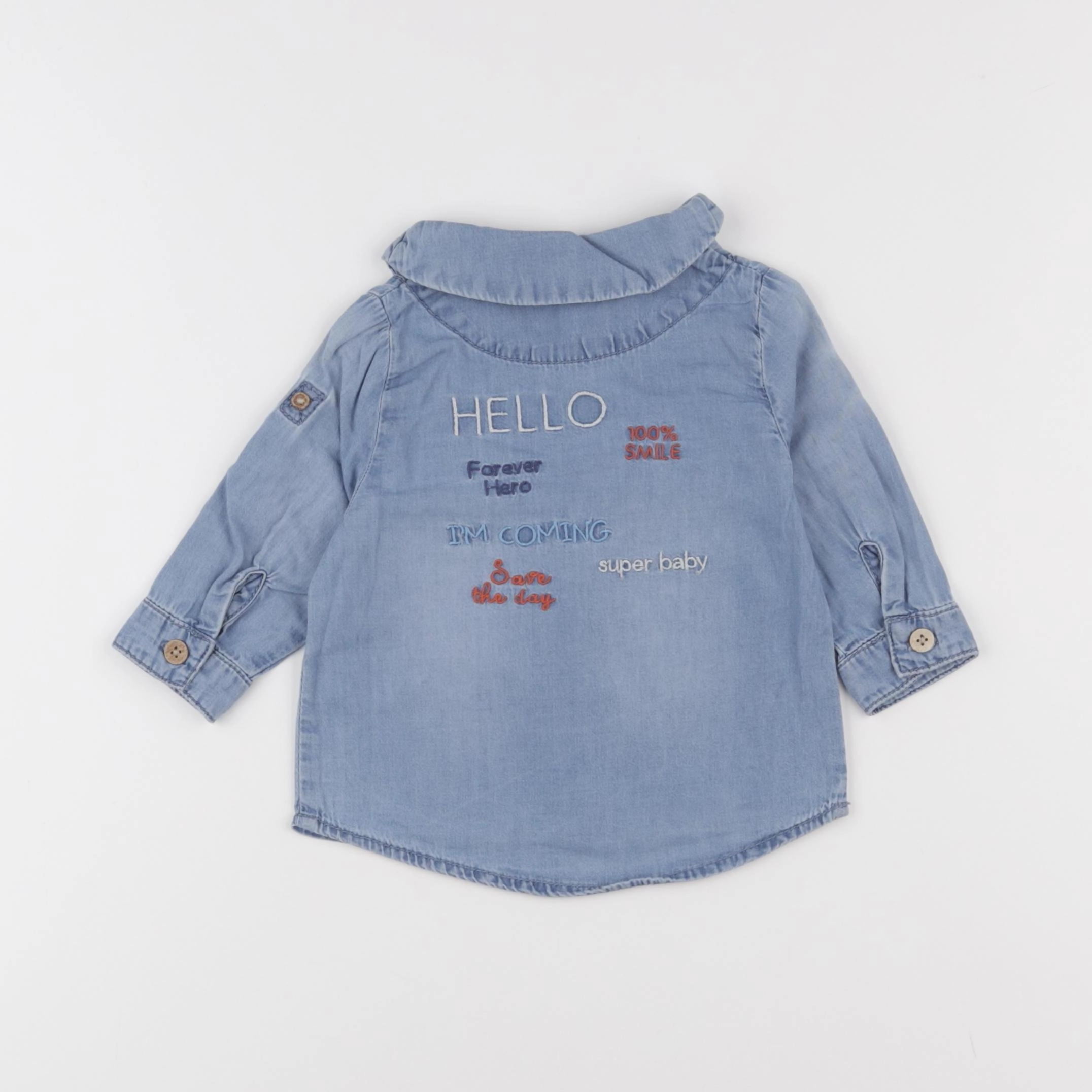 Tape à l'oeil - blouse imprimé au dos bleu - 6 mois