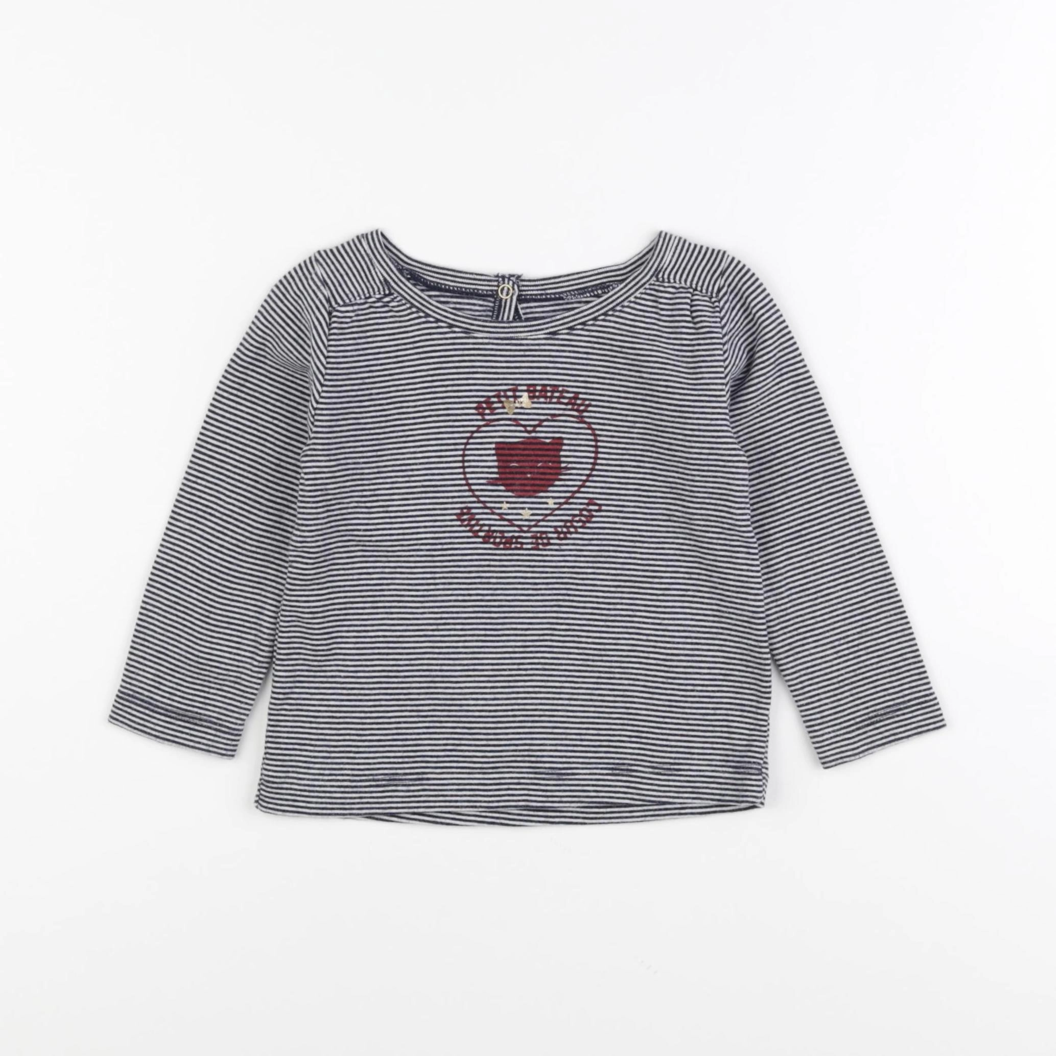 Petit Bateau - tee-shirt bleu, blanc - 18 mois
