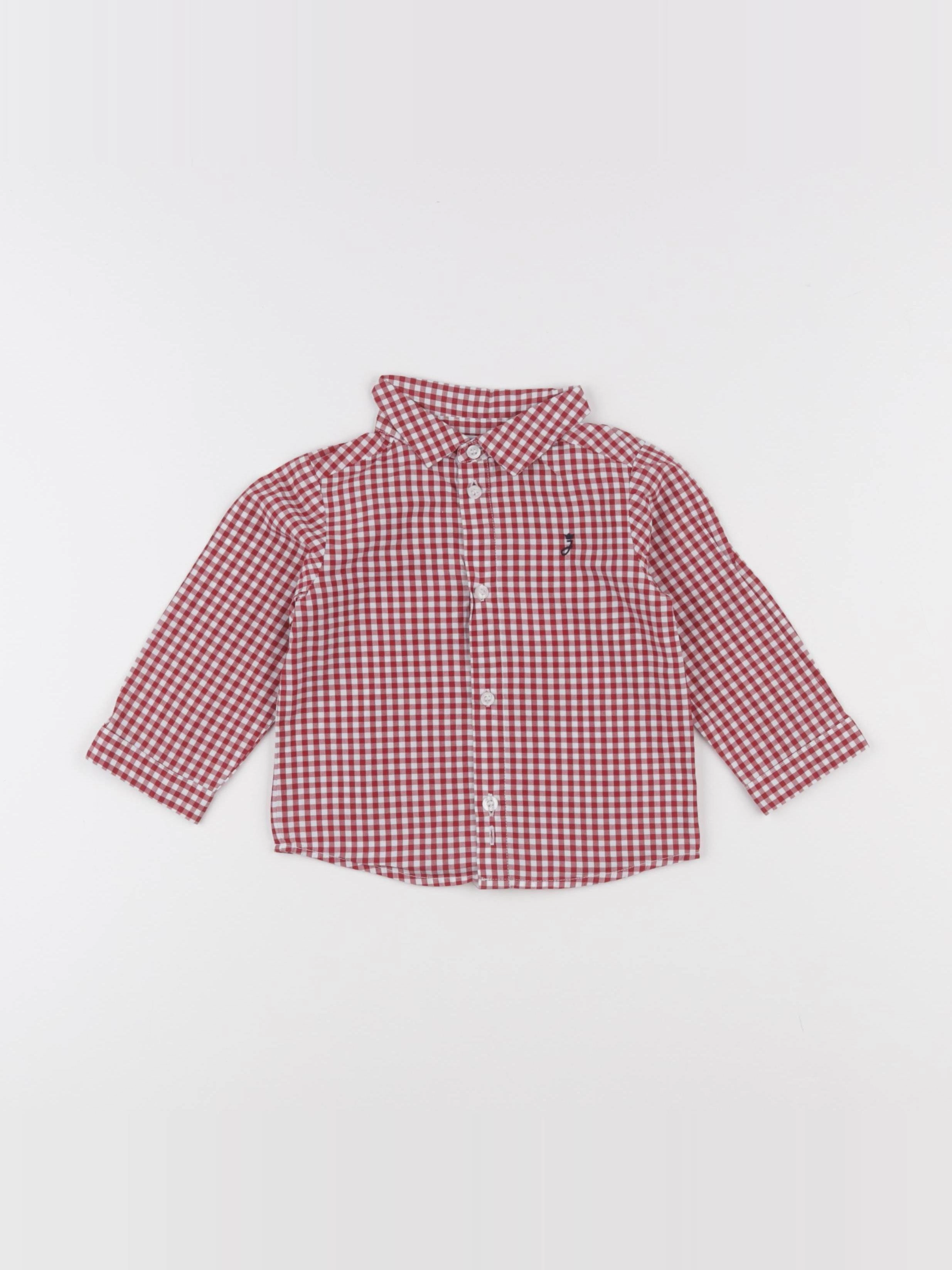 Jacadi - chemise blanc, rouge - 12 mois