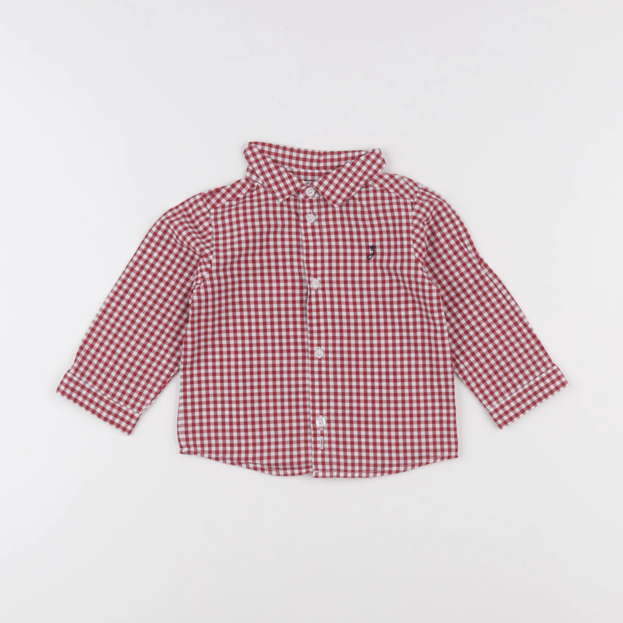 Jacadi - chemise blanc, rouge - 12 mois