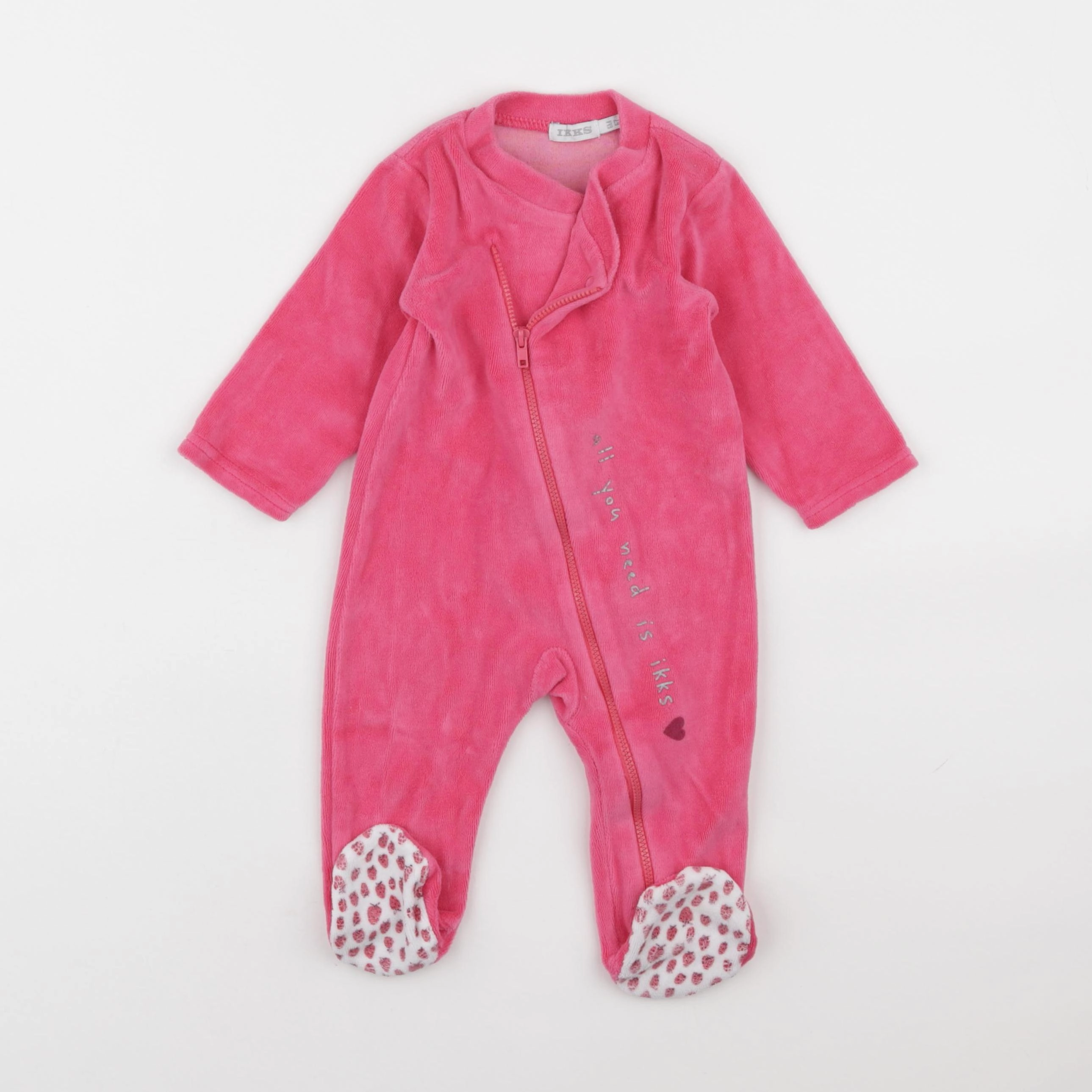 IKKS - pyjama velours rose - 6 mois