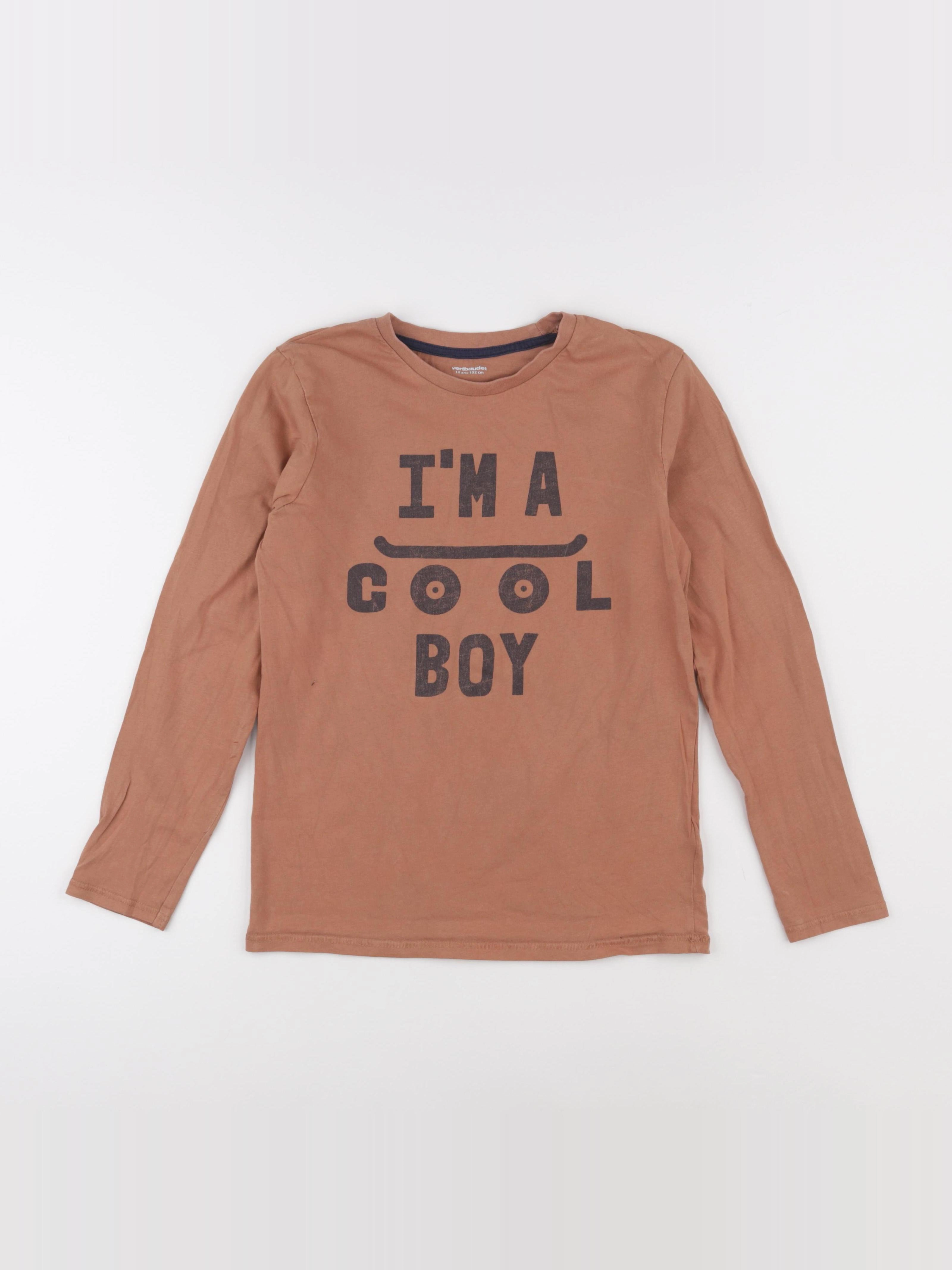 Vertbaudet - tee-shirt marron - 12 ans