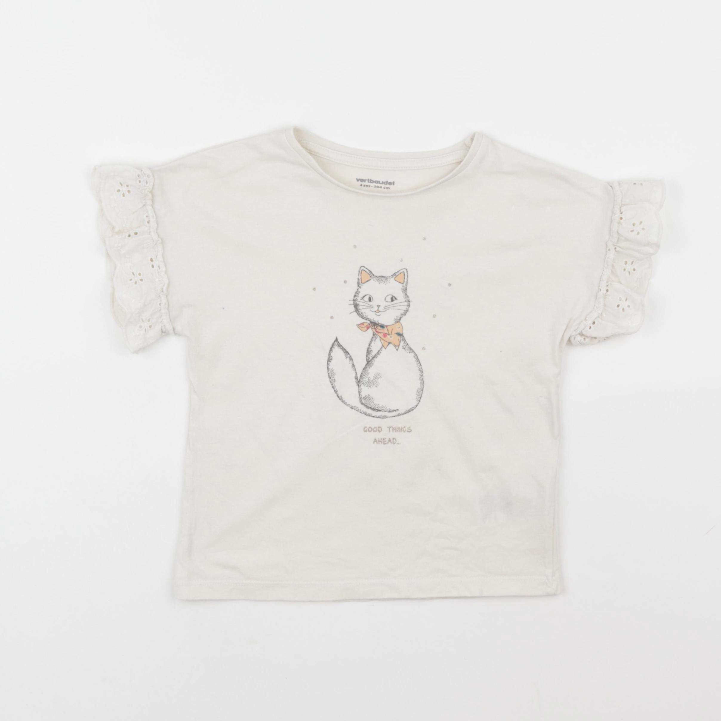 Vertbaudet - tee-shirt beige - 4 ans