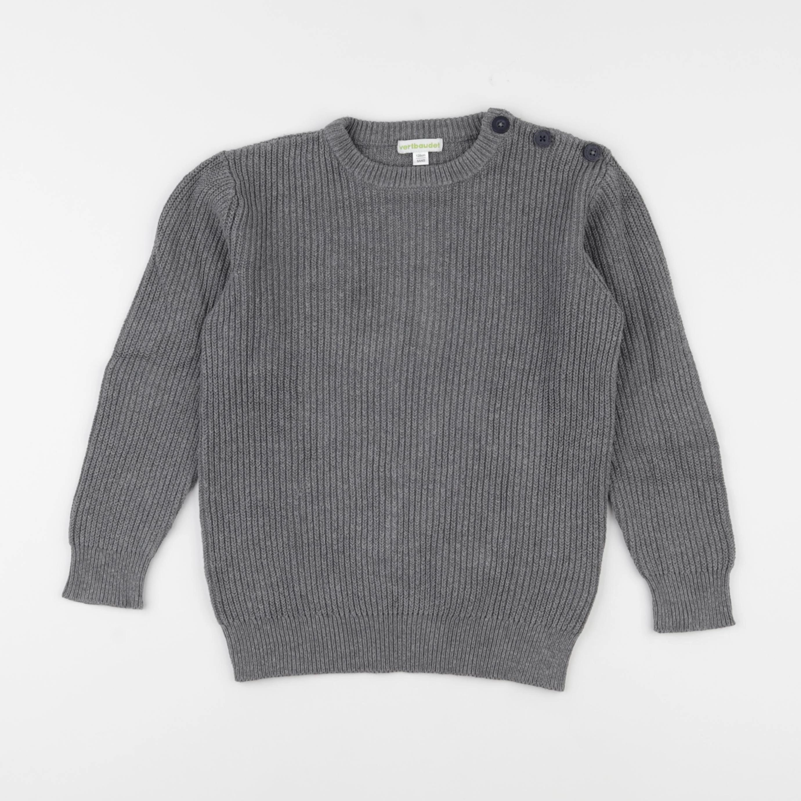 Vertbaudet - pull gris - 8 ans
