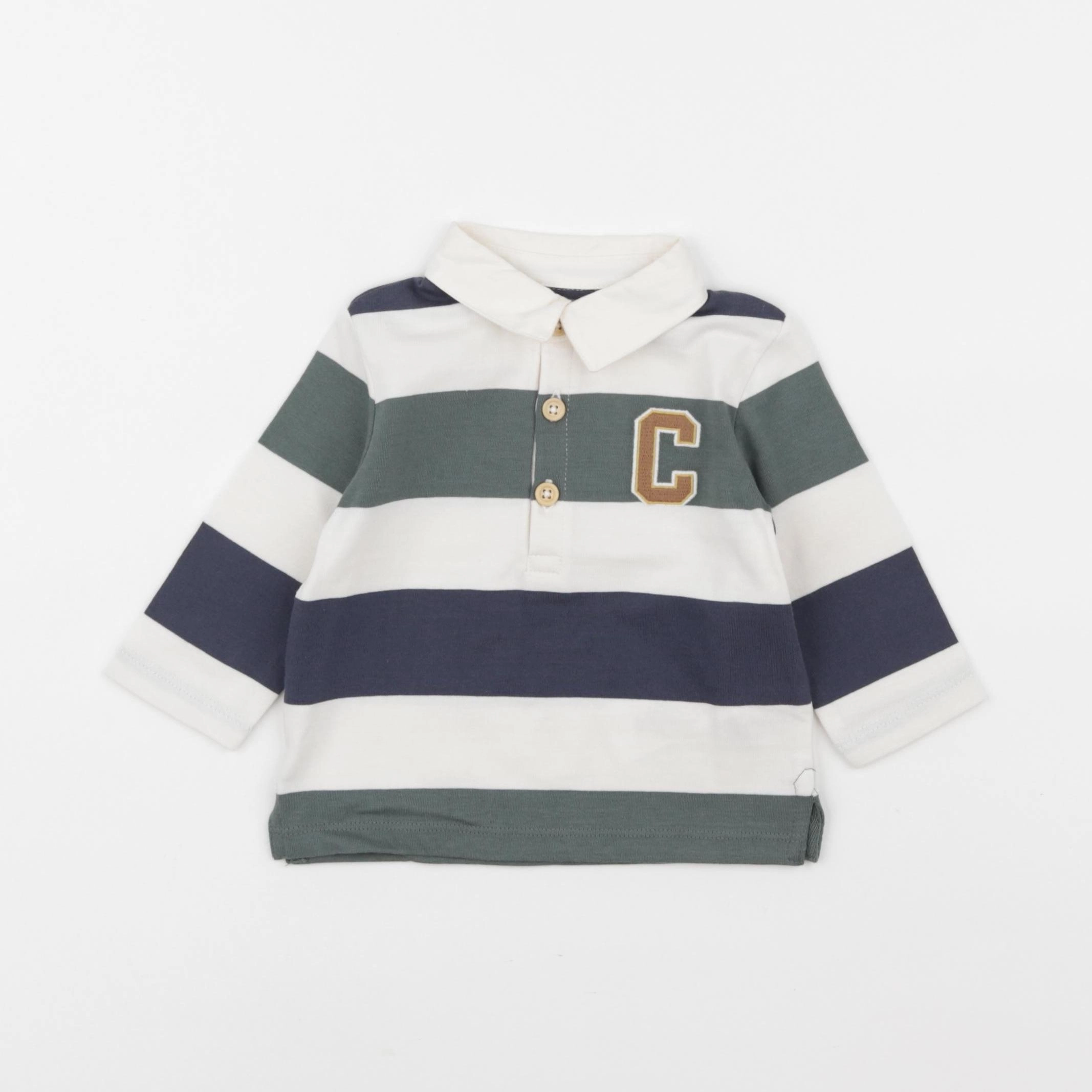 Cyrillus - polo blanc, bleu - 6 mois
