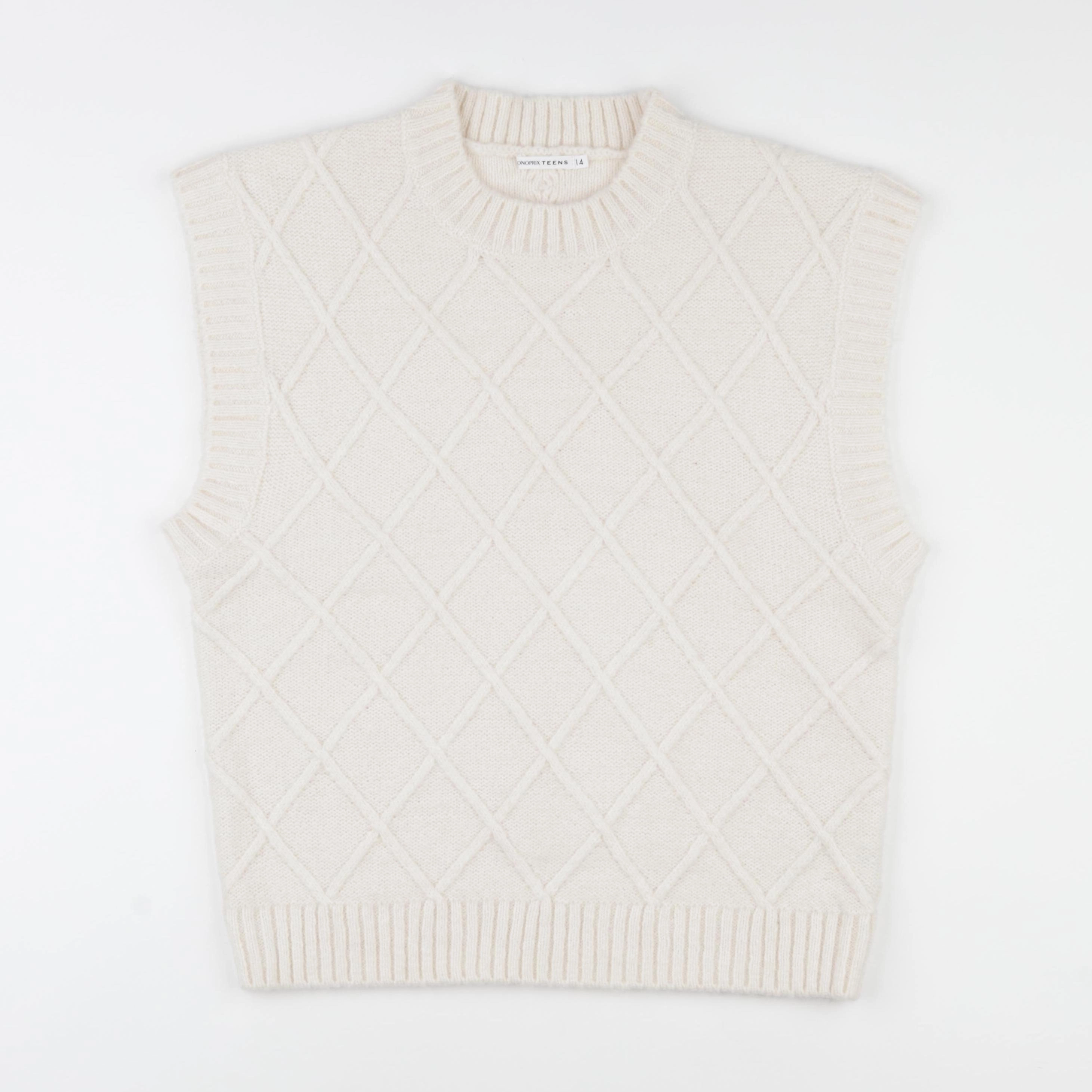Monoprix - pull beige - 14 ans