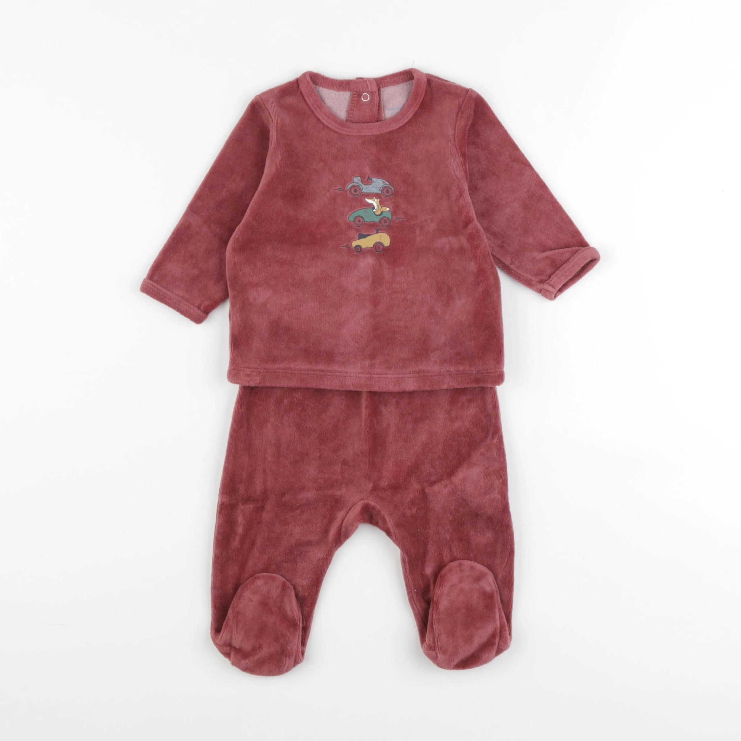 Vertbaudet - pyjama velours rouge - 6 mois