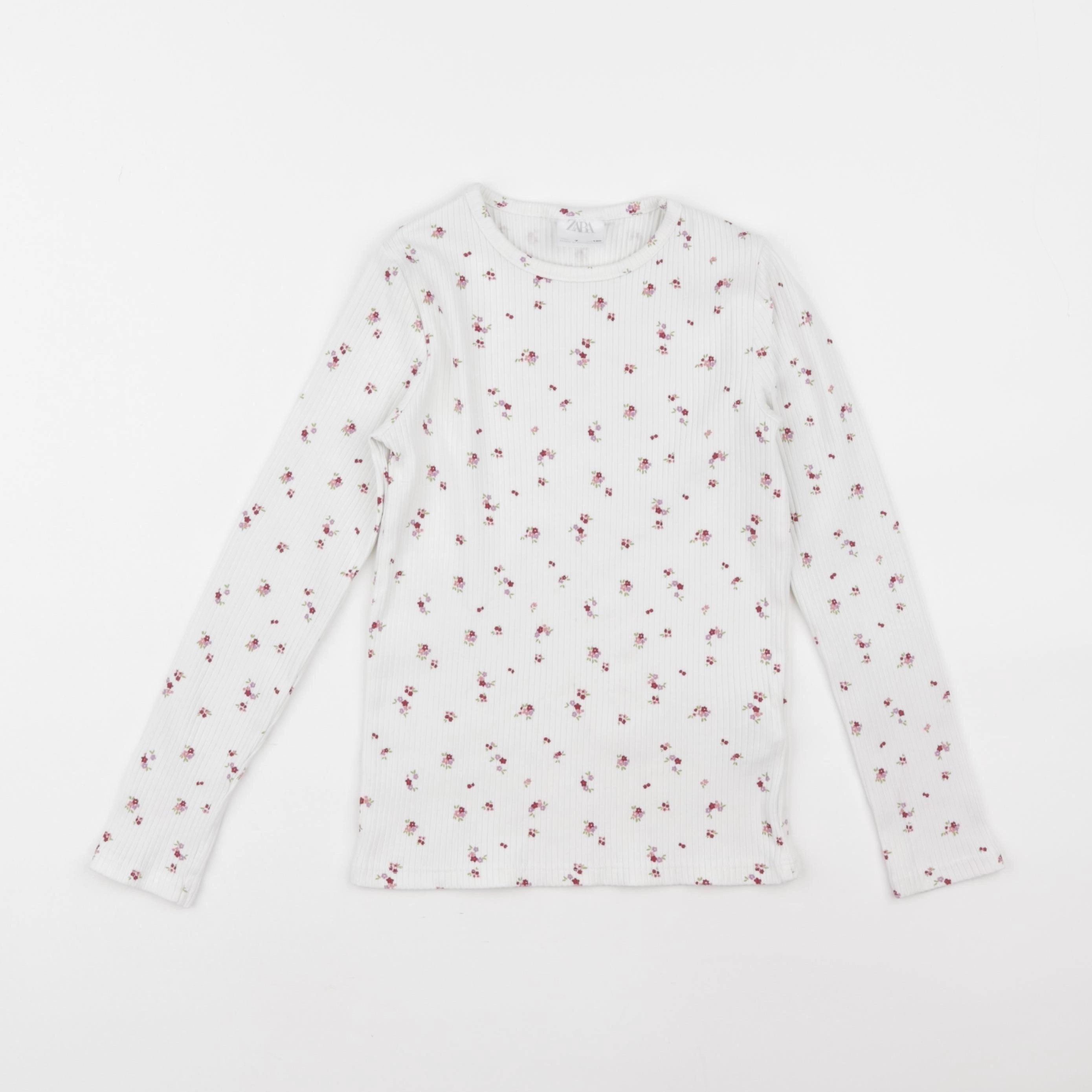 Zara - tee-shirt blanc, rose - 7 ans