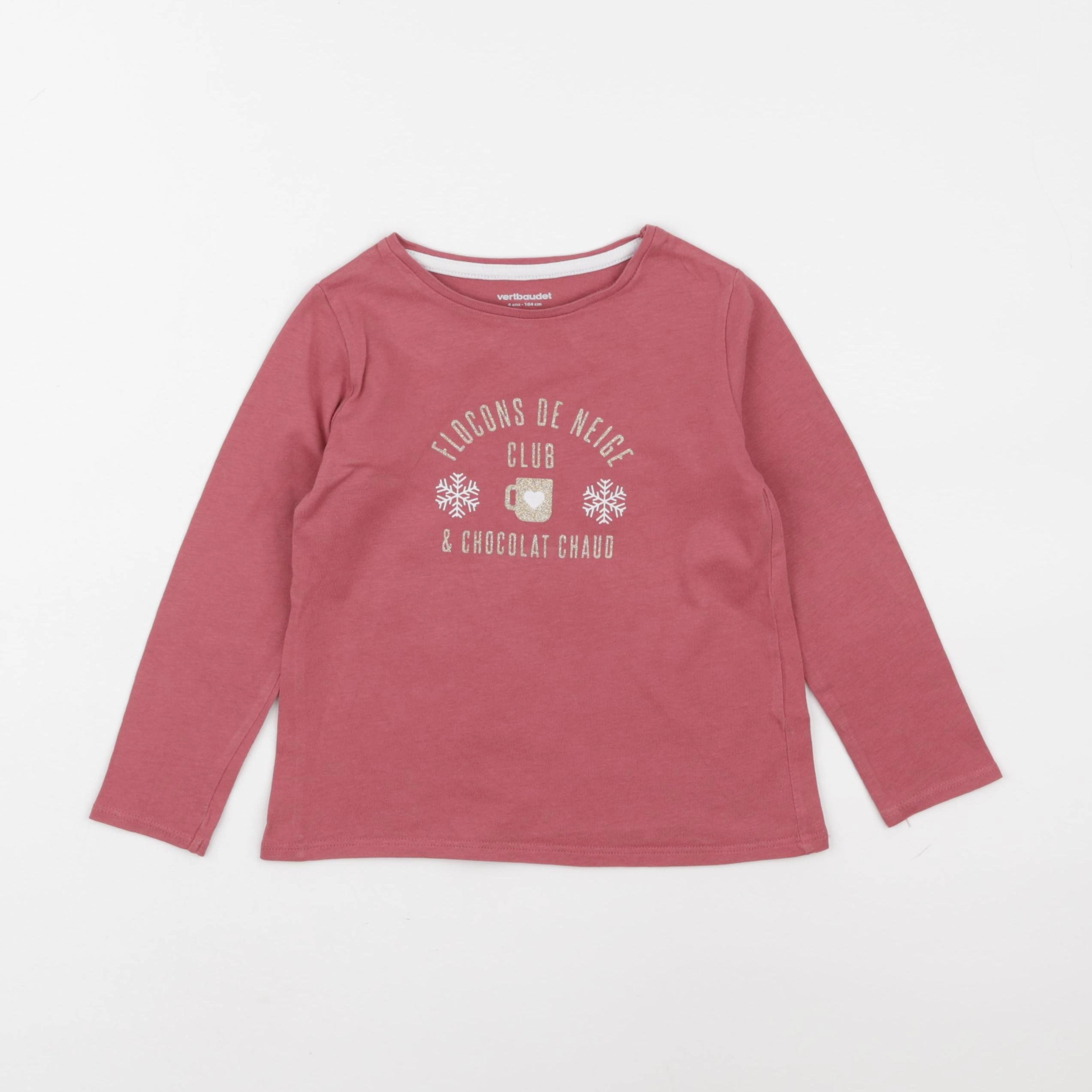 Vertbaudet - tee-shirt rose - 4 ans
