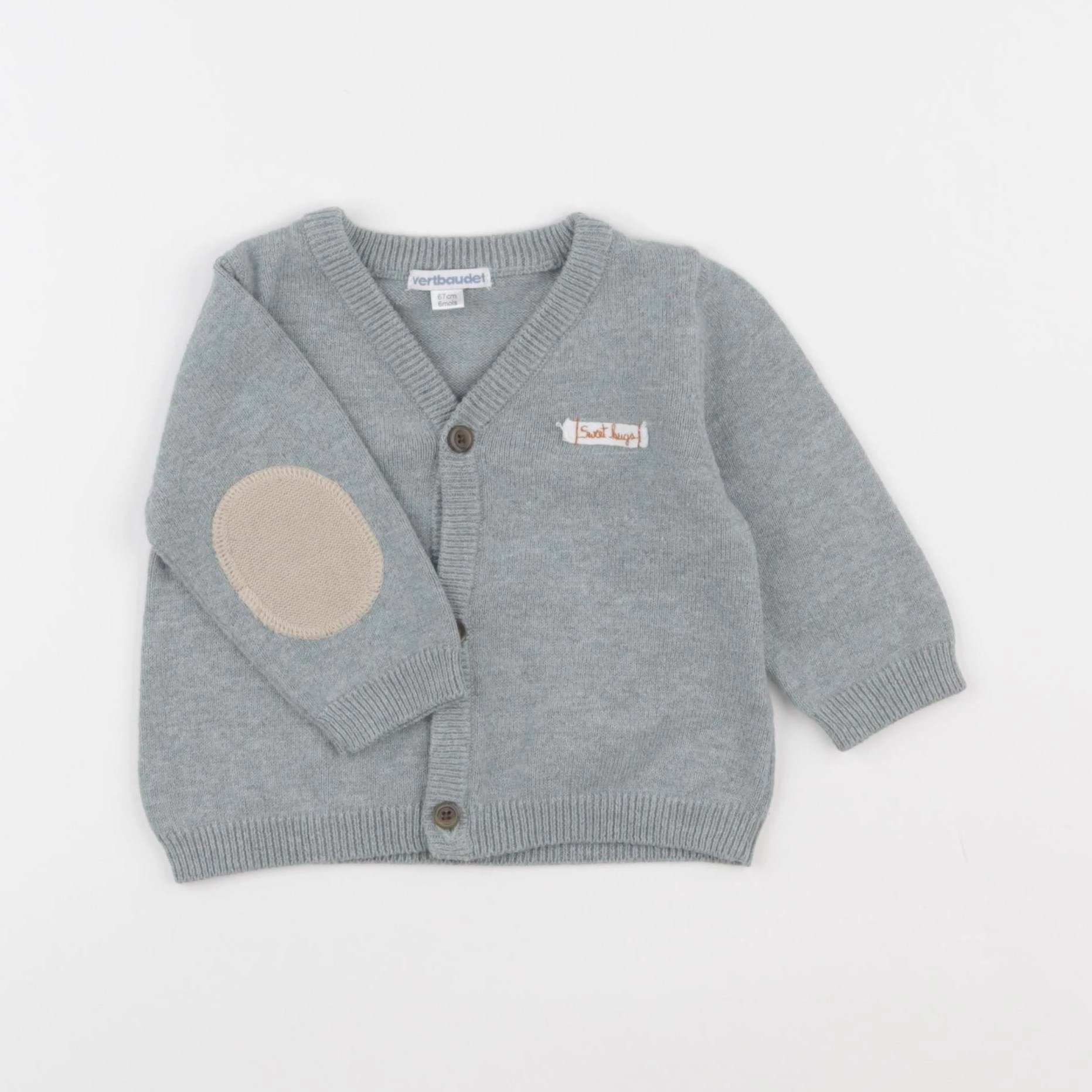 Vertbaudet - gilet bleu - 6 mois