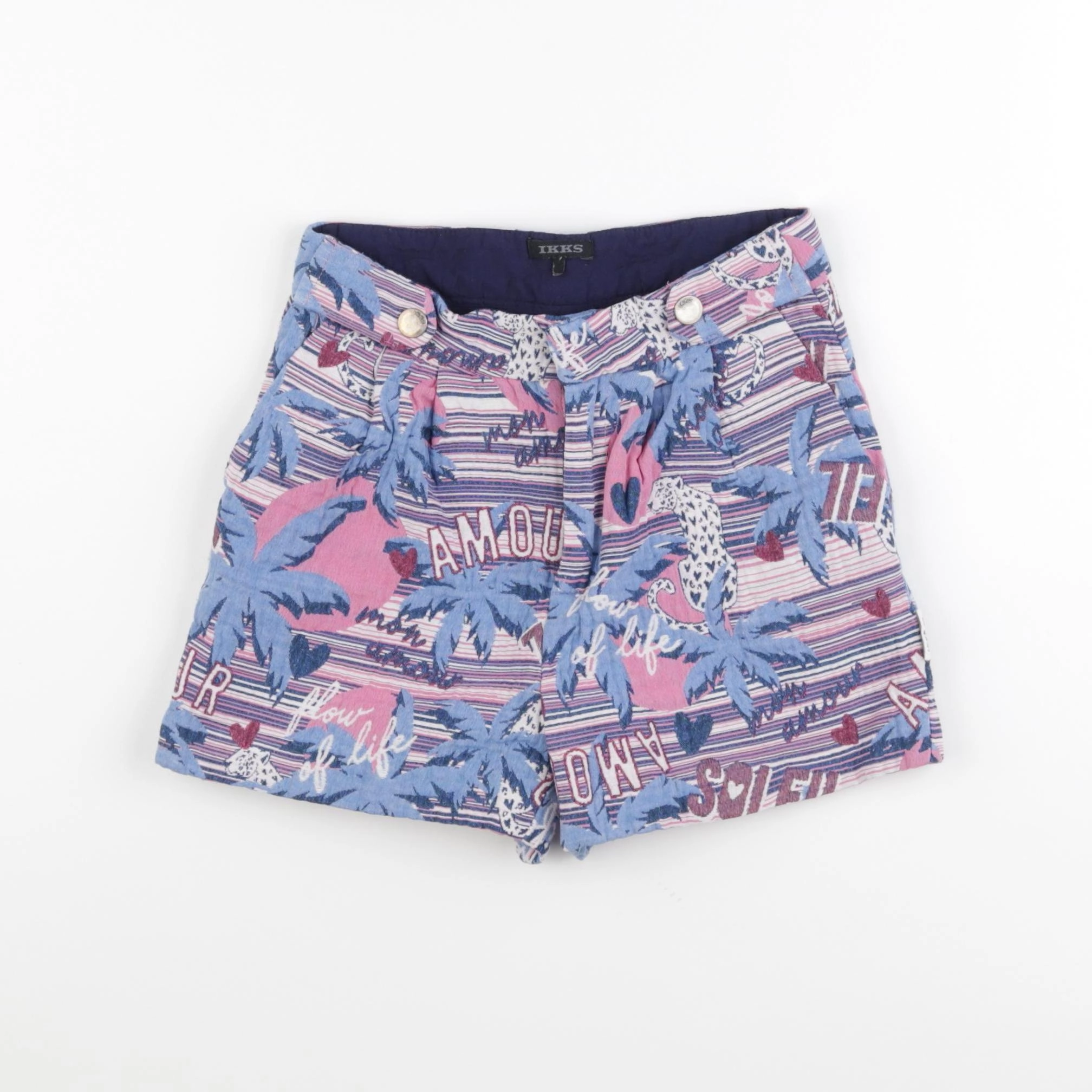 IKKS - short bleu, rose - 7 ans