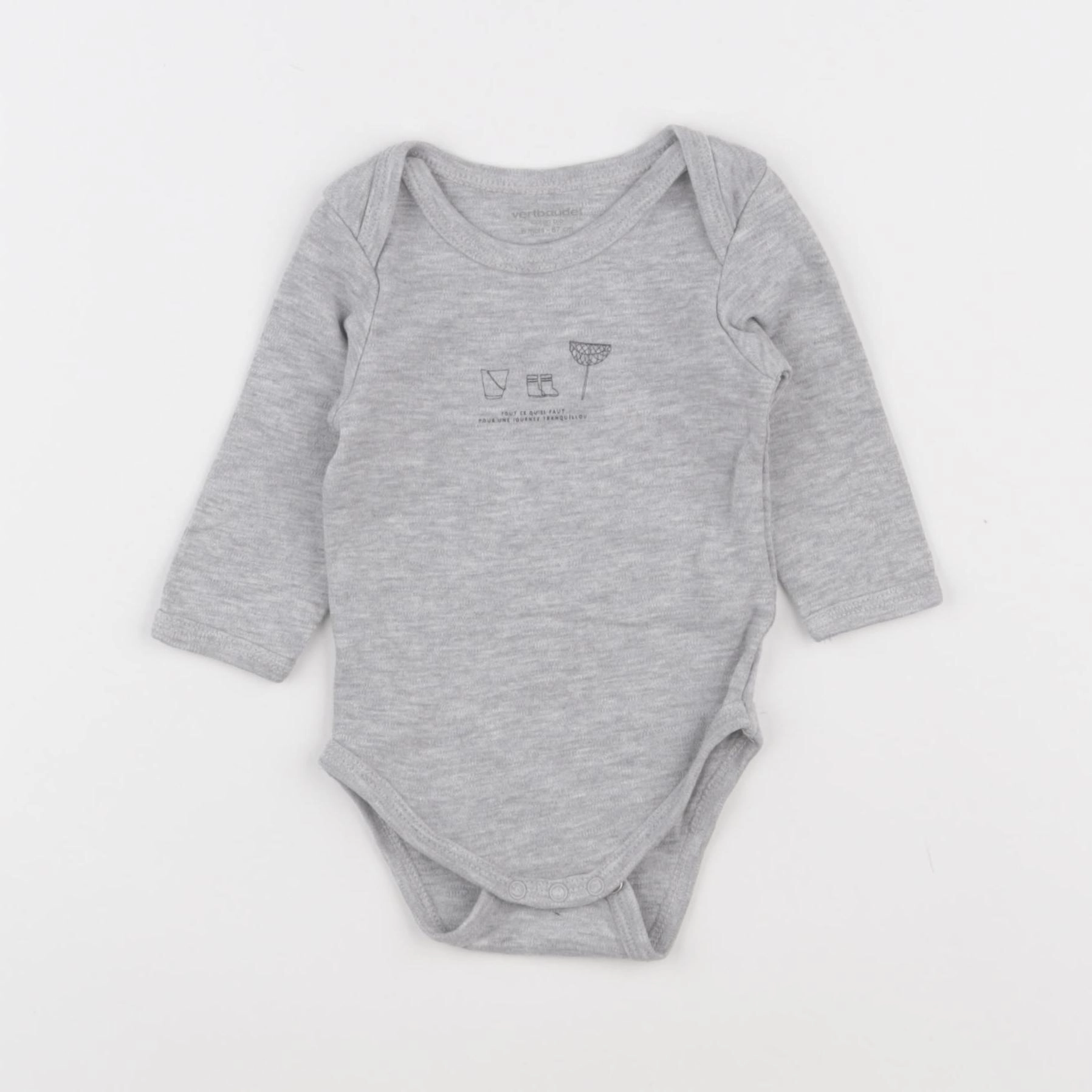 Vertbaudet - body gris - 6 mois
