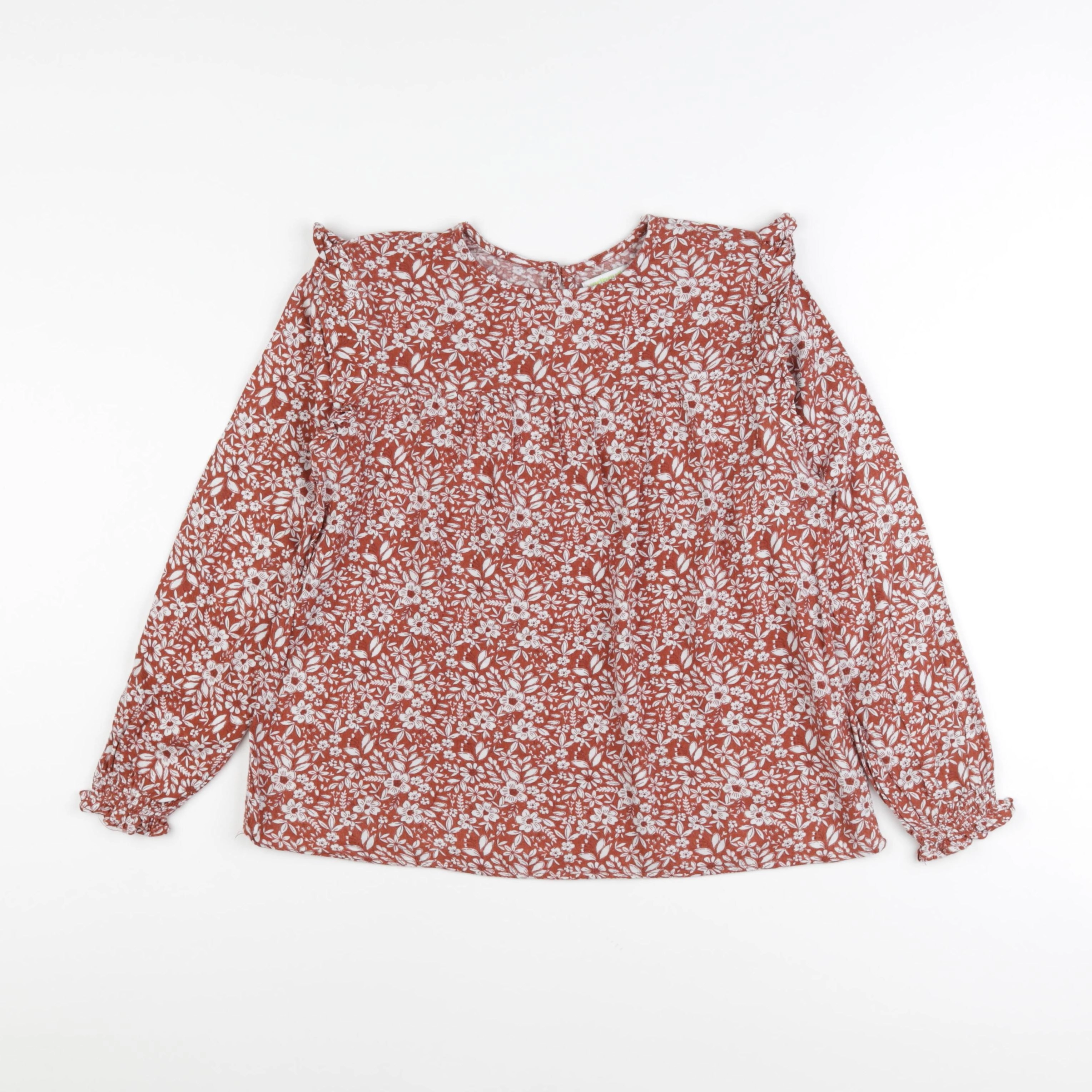 Vertbaudet - blouse marron, blanc - 10 ans