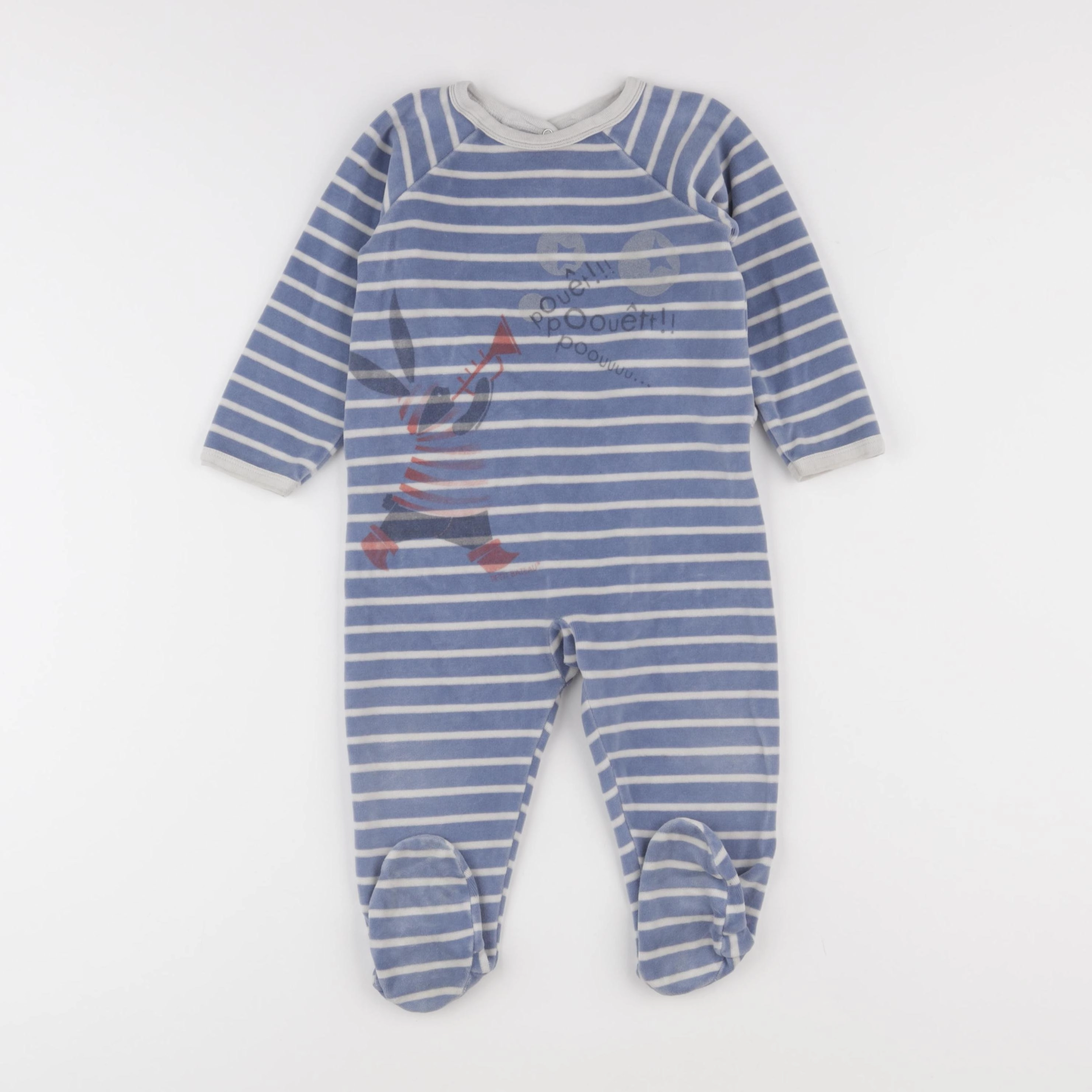 Petit Bateau - pyjama velours bleu - 18 mois
