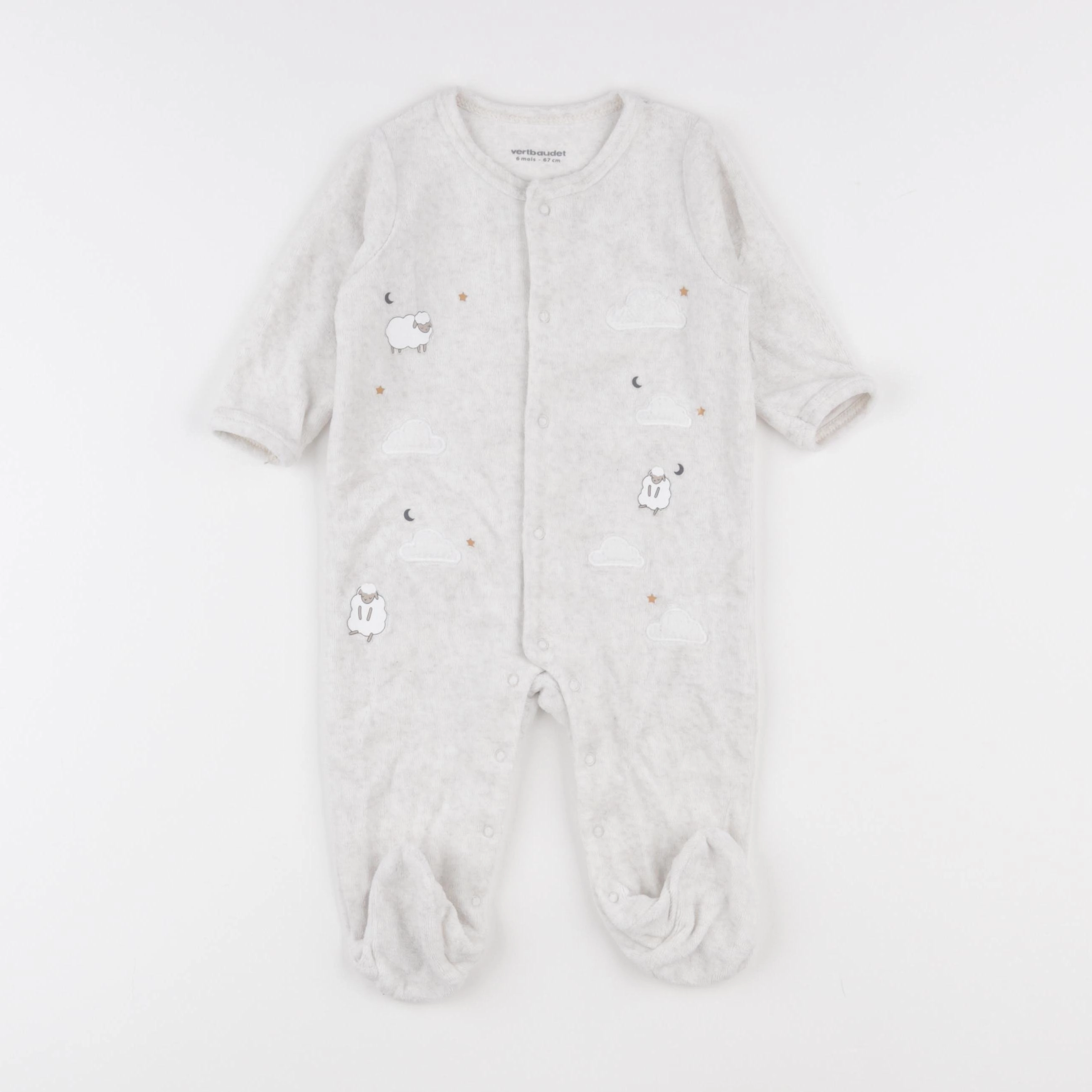 Vertbaudet - pyjama velours beige - 6 mois