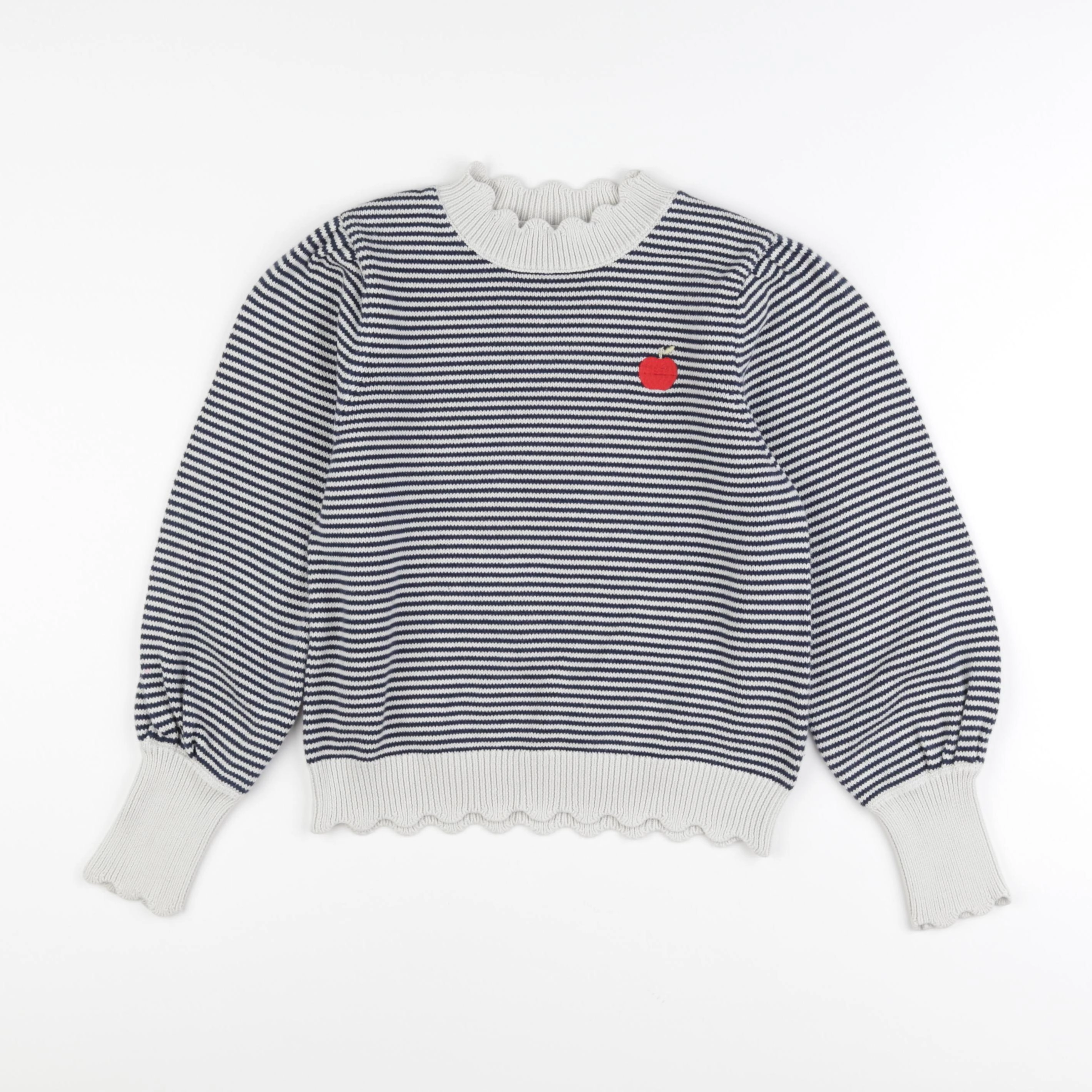 Vertbaudet - pull blanc, bleu - 10 ans
