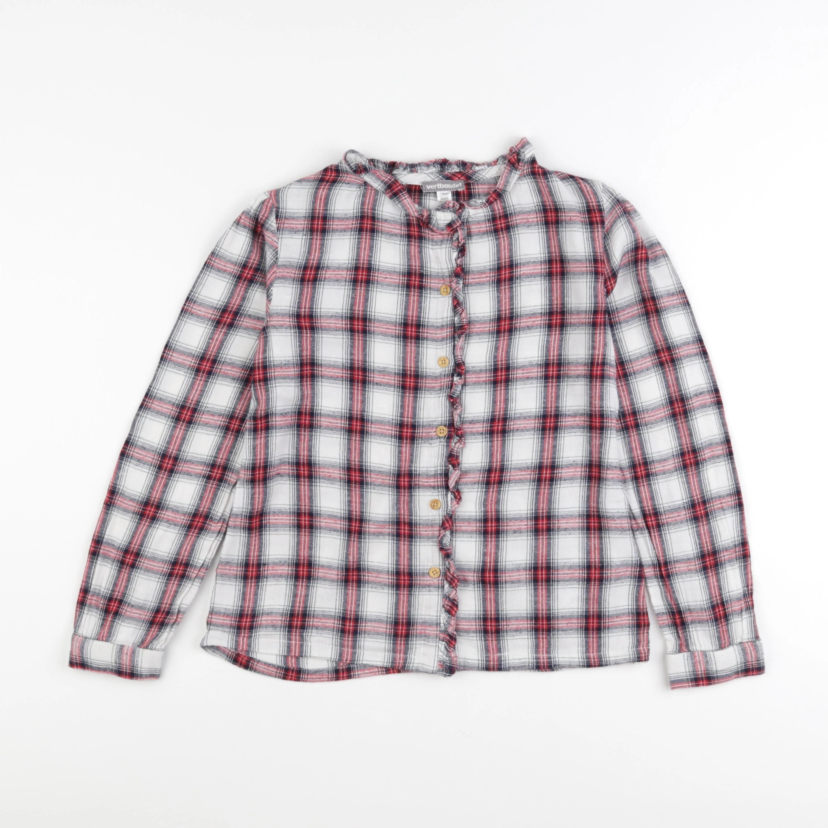 Vertbaudet - blouse blanc, rouge - 9 ans