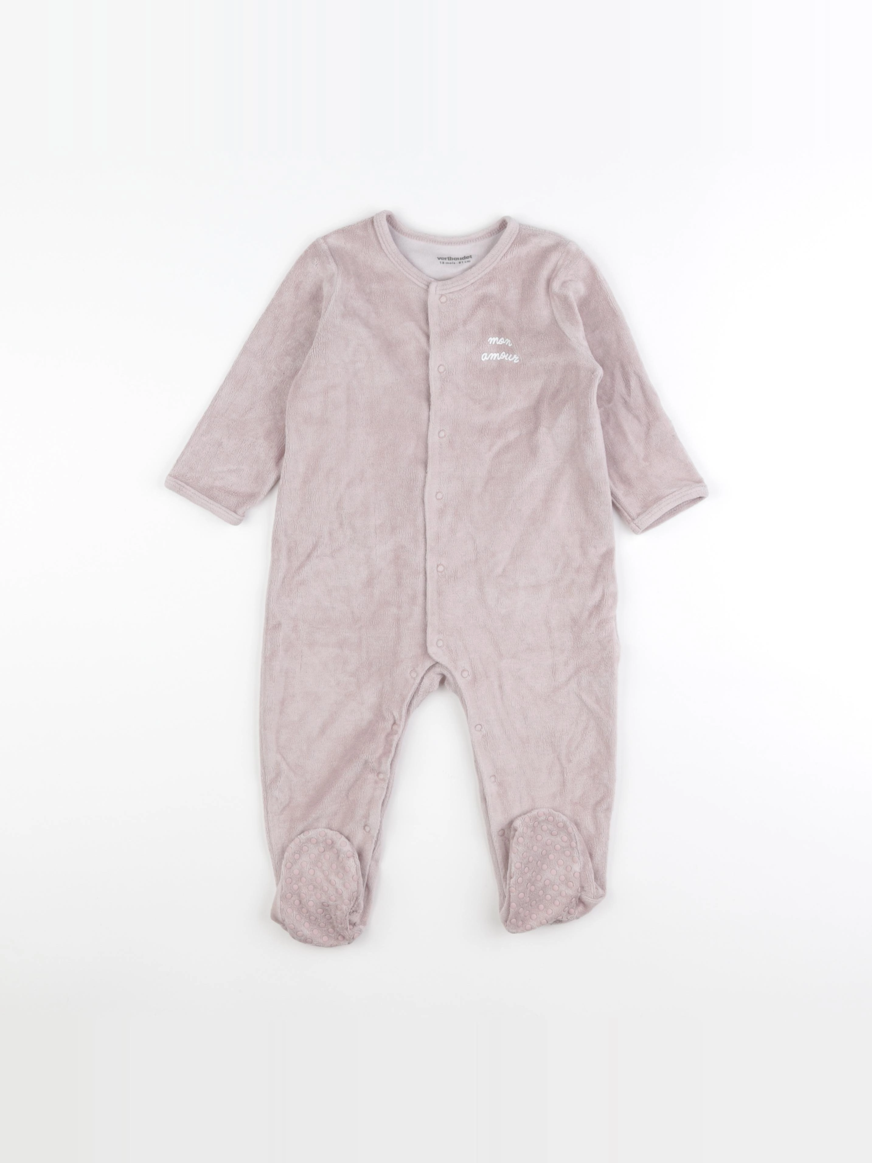 Vertbaudet - pyjama velours rose - 18 mois