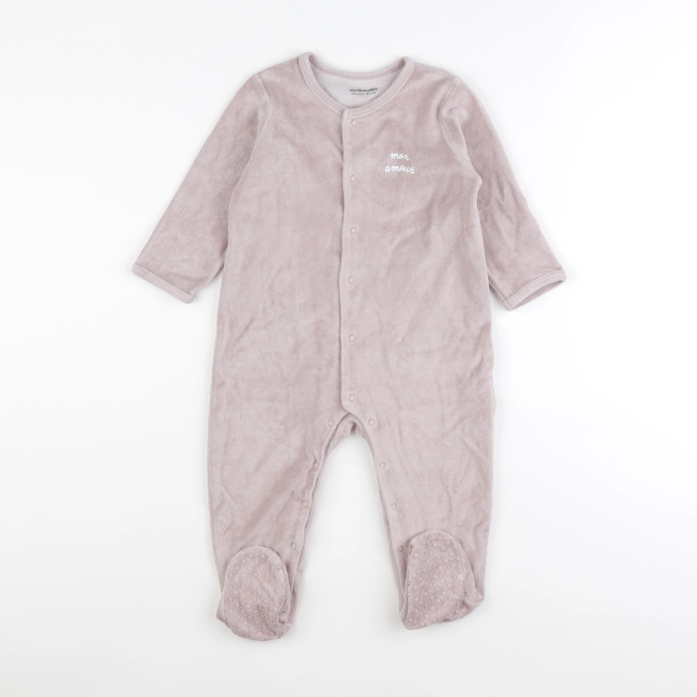 Vertbaudet - pyjama velours rose - 18 mois