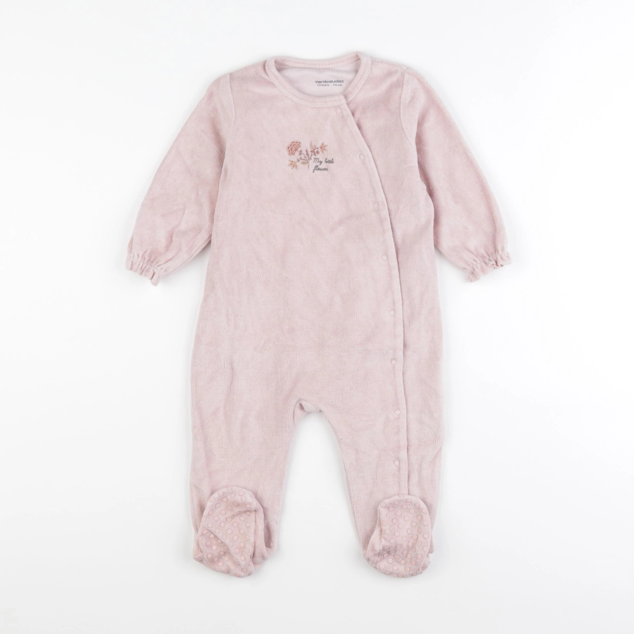 Vertbaudet - pyjama velours rose - 12 mois