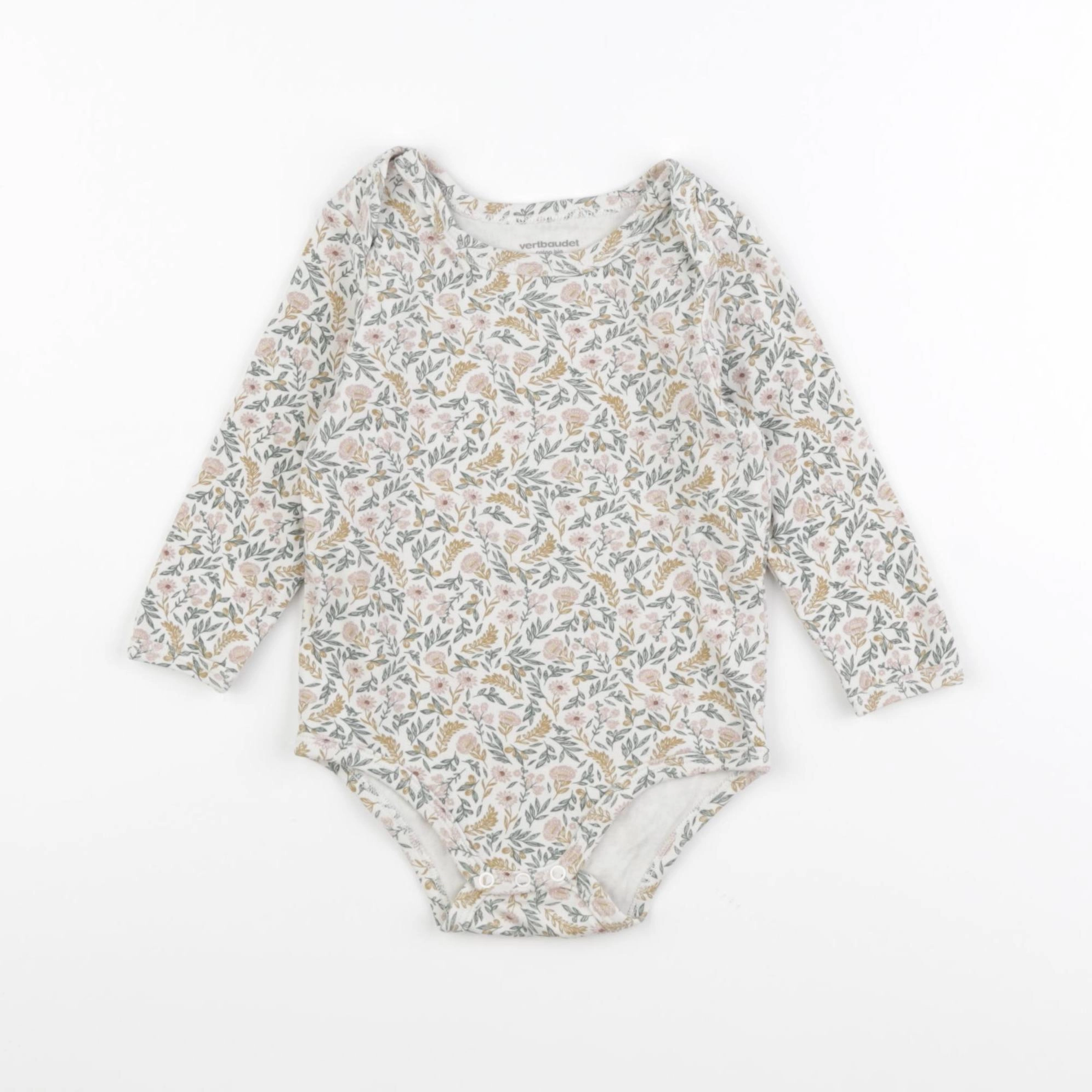 Vertbaudet - body blanc, vert - 18 mois