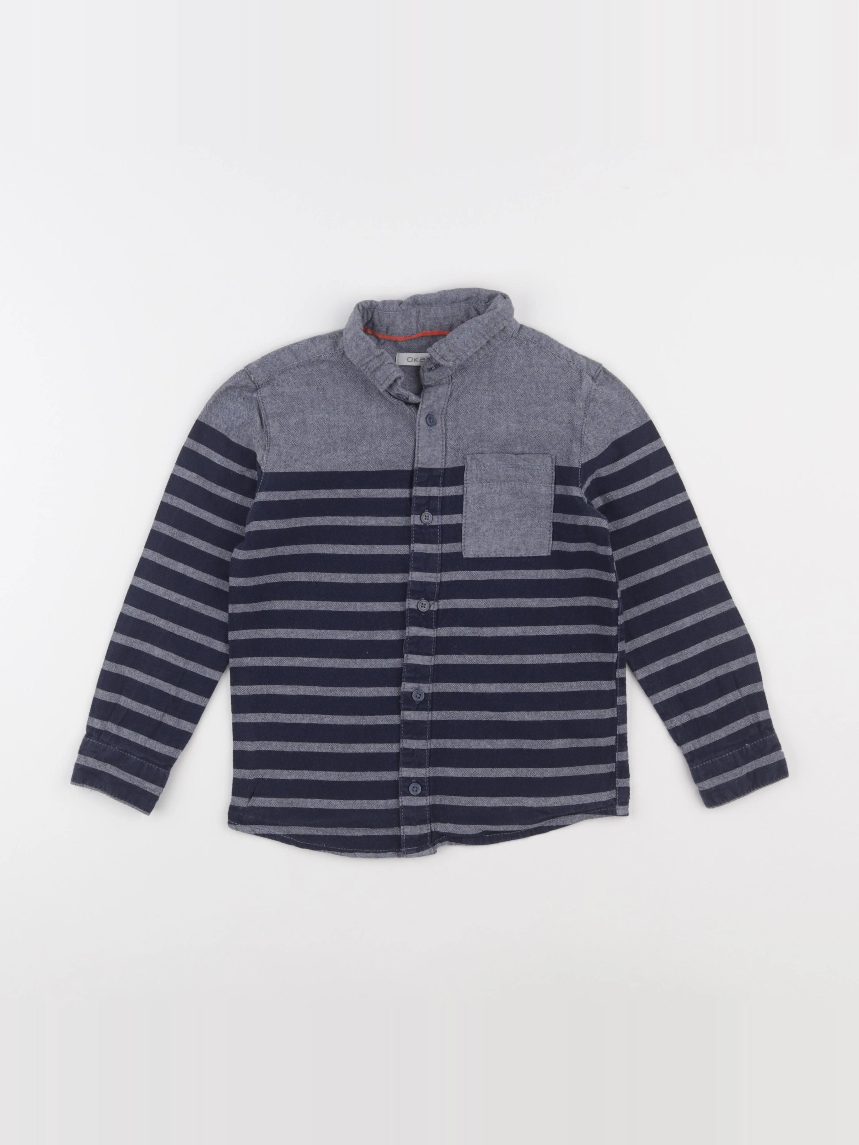 Okaidi - chemise bleu, gris - 6 ans