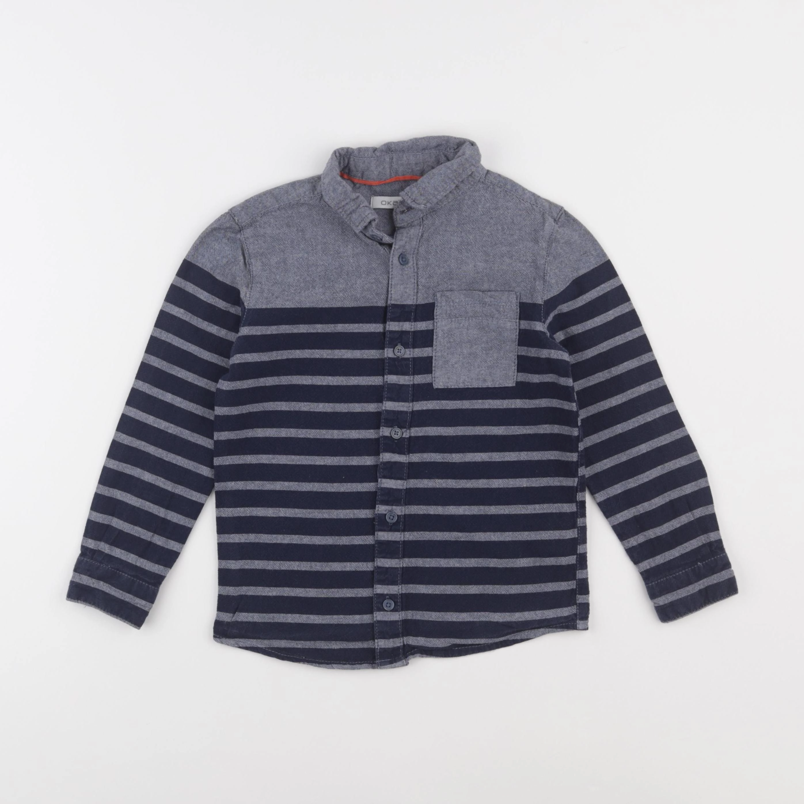 Okaidi - chemise bleu, gris - 6 ans