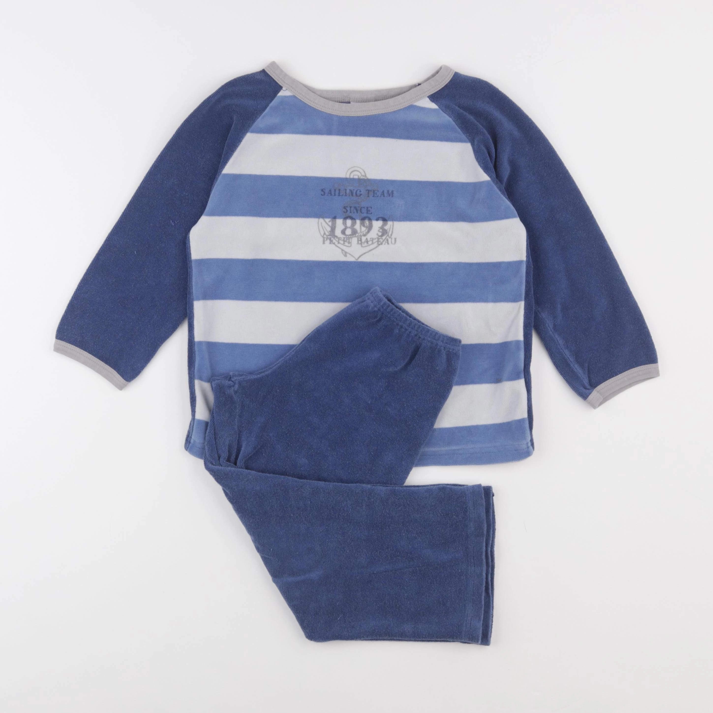 Petit Bateau - pyjama velours bleu - 6 ans