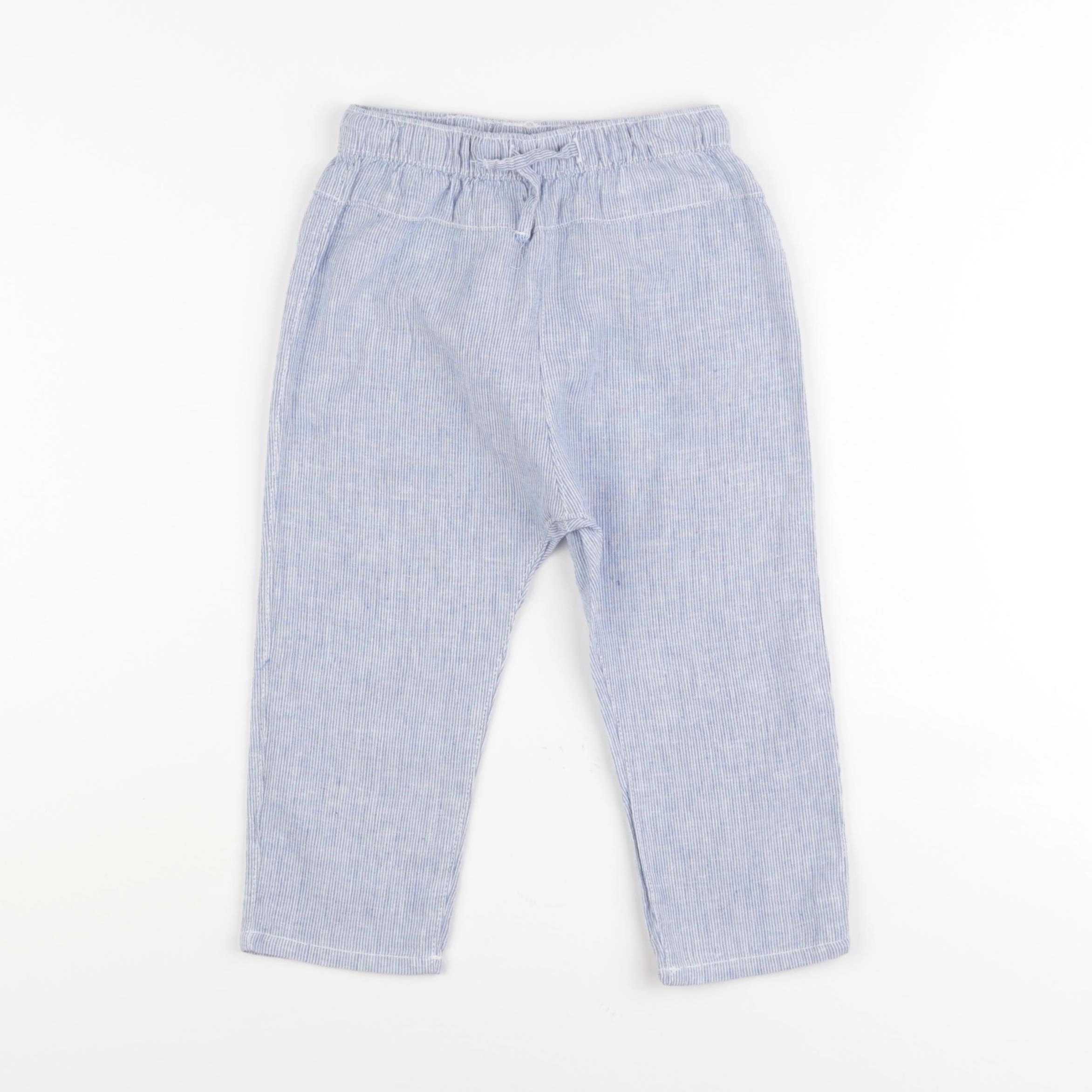 H&M - pantalon bleu, blanc - 18/24 mois