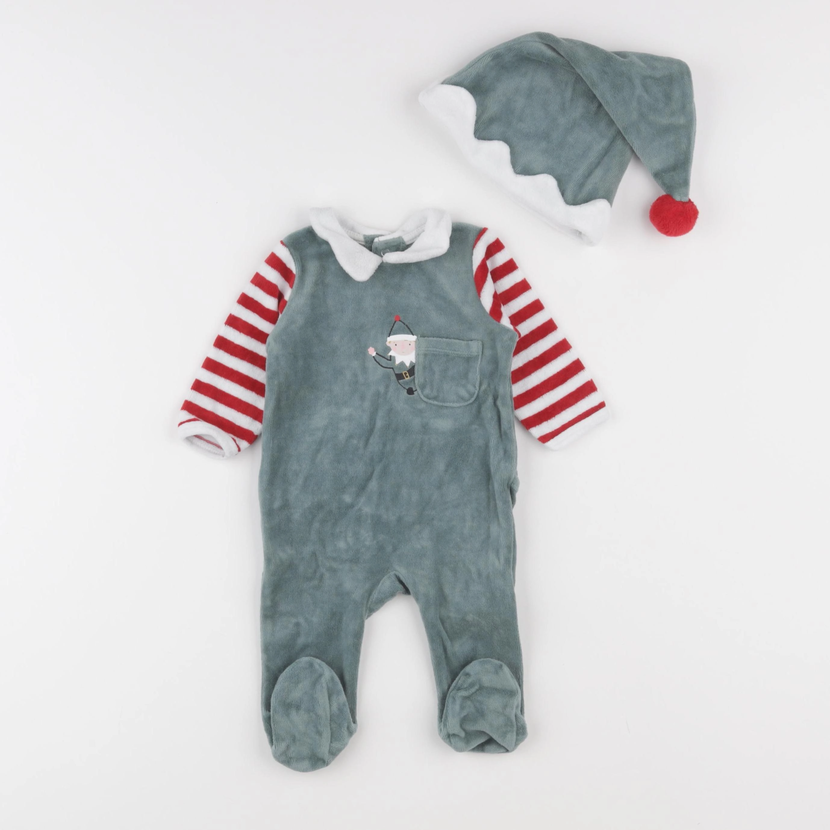 Vertbaudet - pyjama velours vert - 3 mois