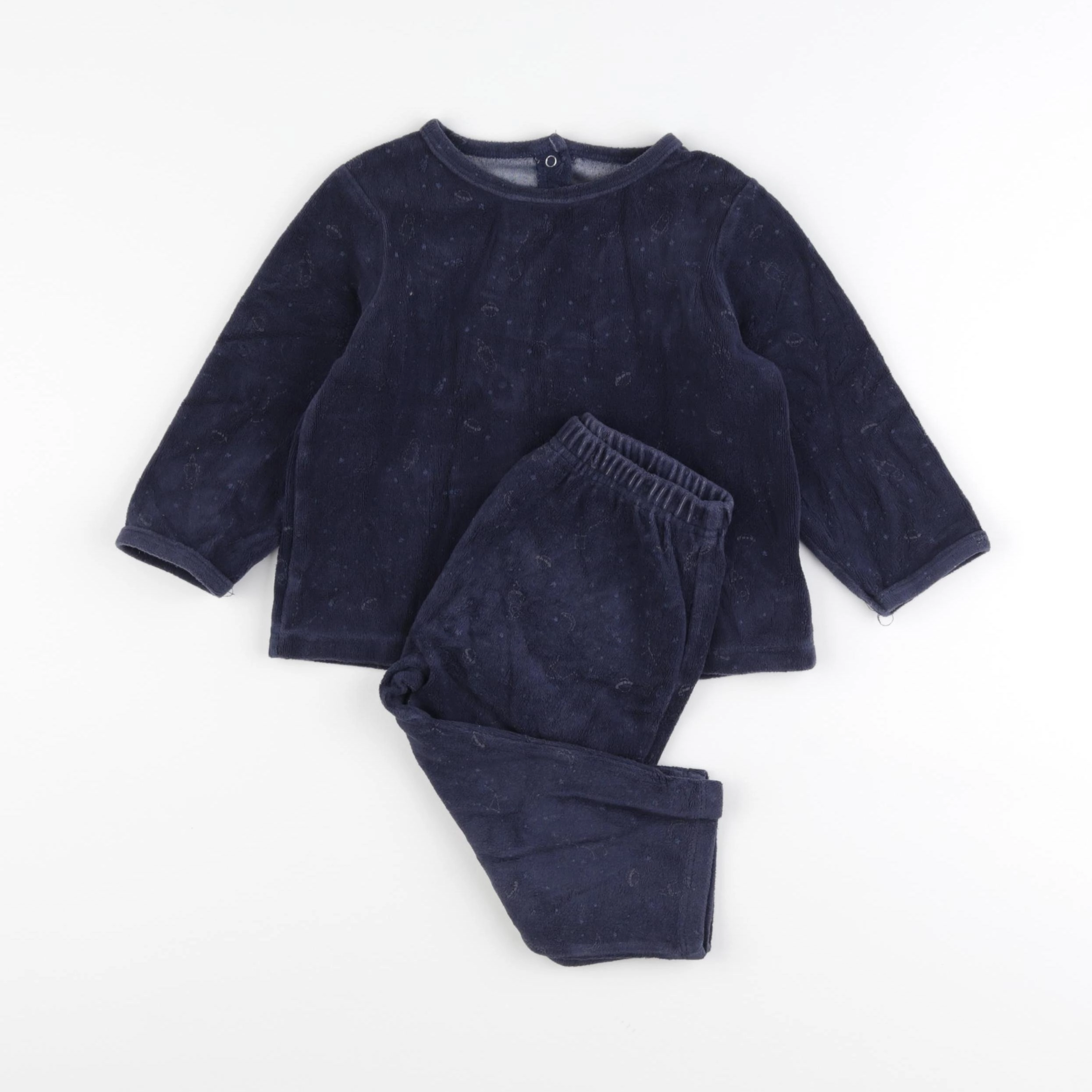 Vertbaudet - pyjama velours bleu - 2 ans