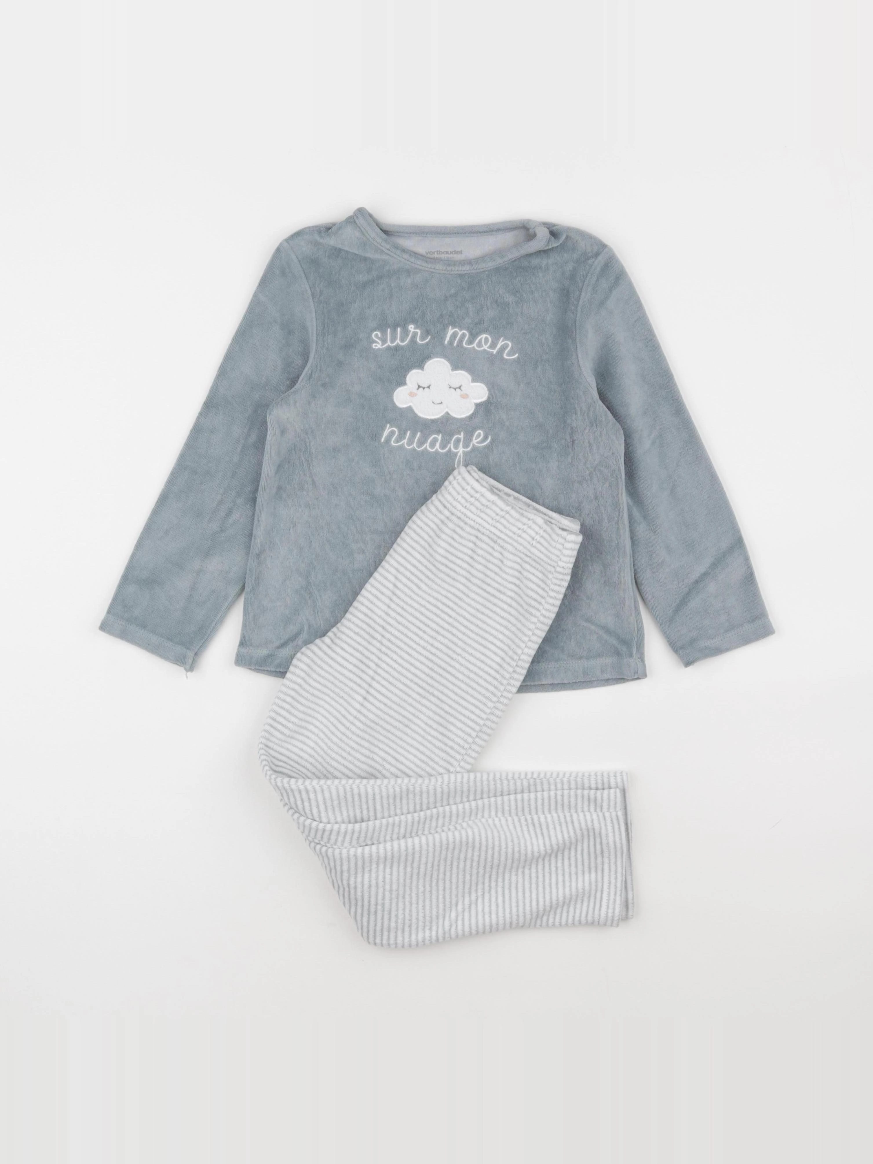 Vertbaudet - pyjama velours blanc, vert - 6 ans