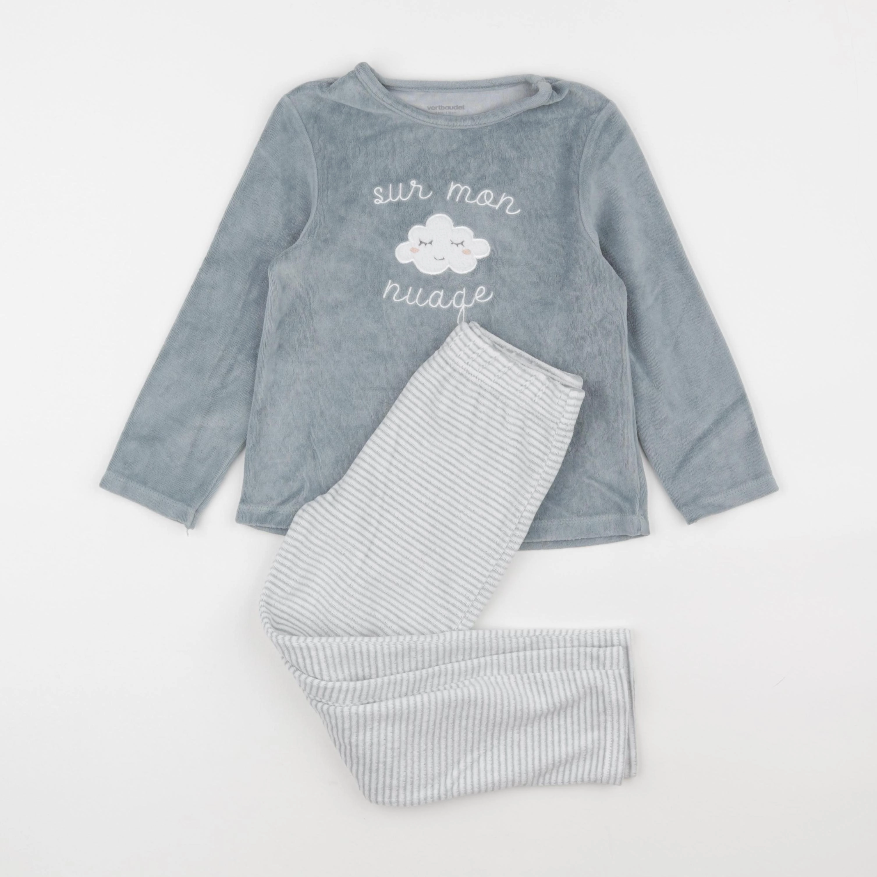 Vertbaudet - pyjama velours blanc, vert - 6 ans