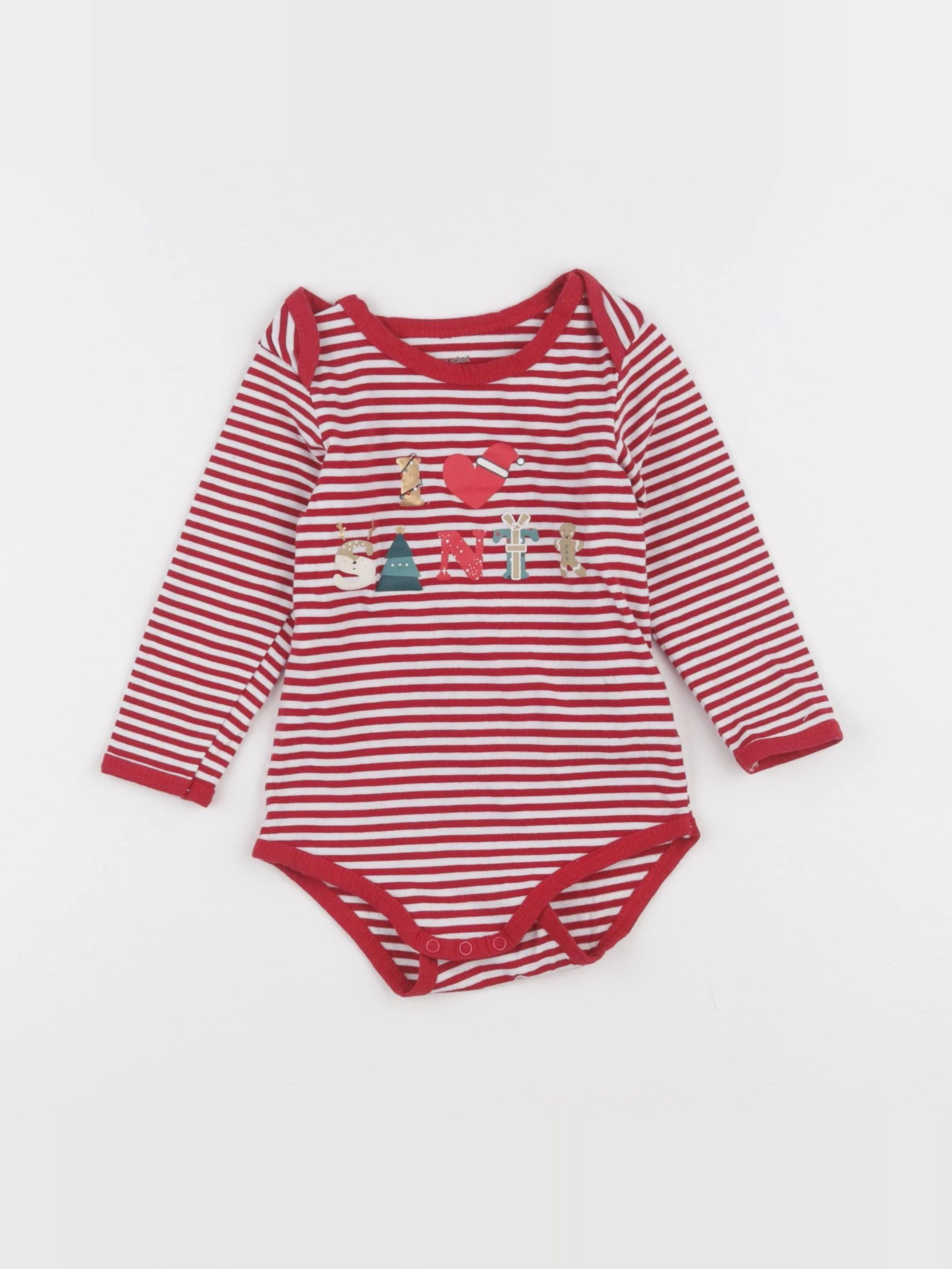 Vertbaudet - body blanc, rouge - 2 ans