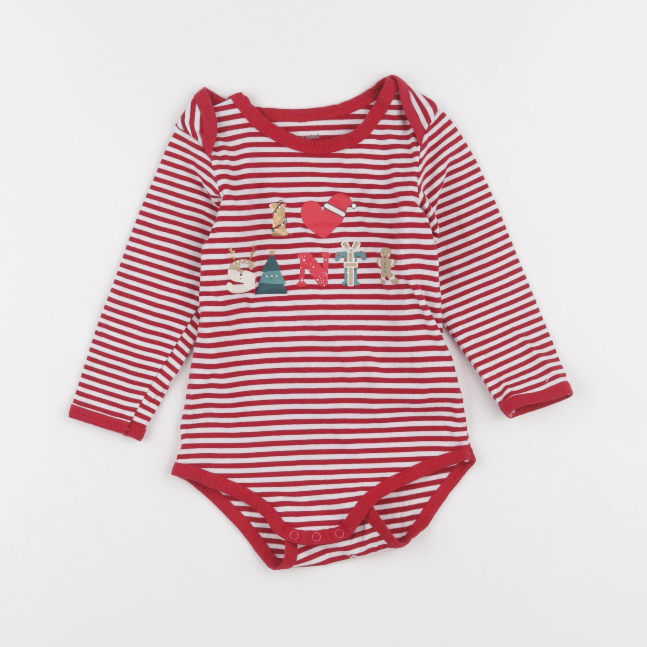 Vertbaudet - body blanc, rouge - 2 ans