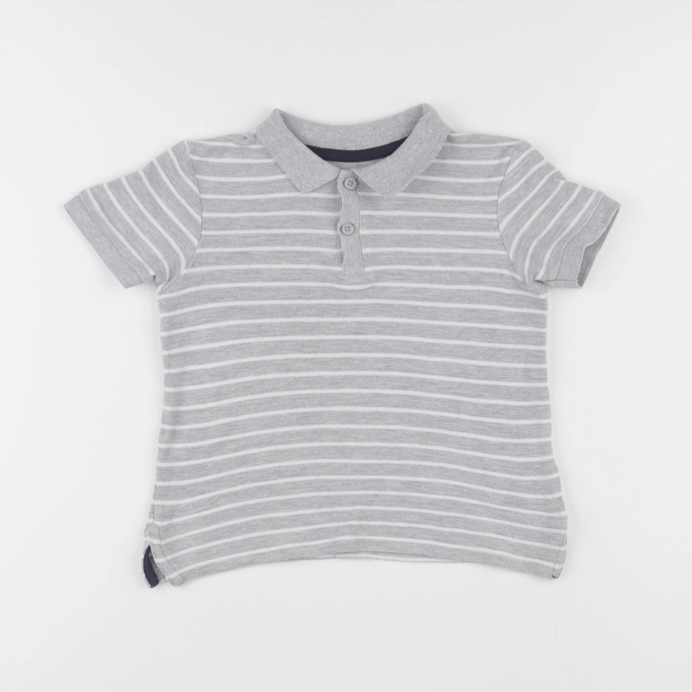 Vertbaudet - polo blanc, gris - 4 ans