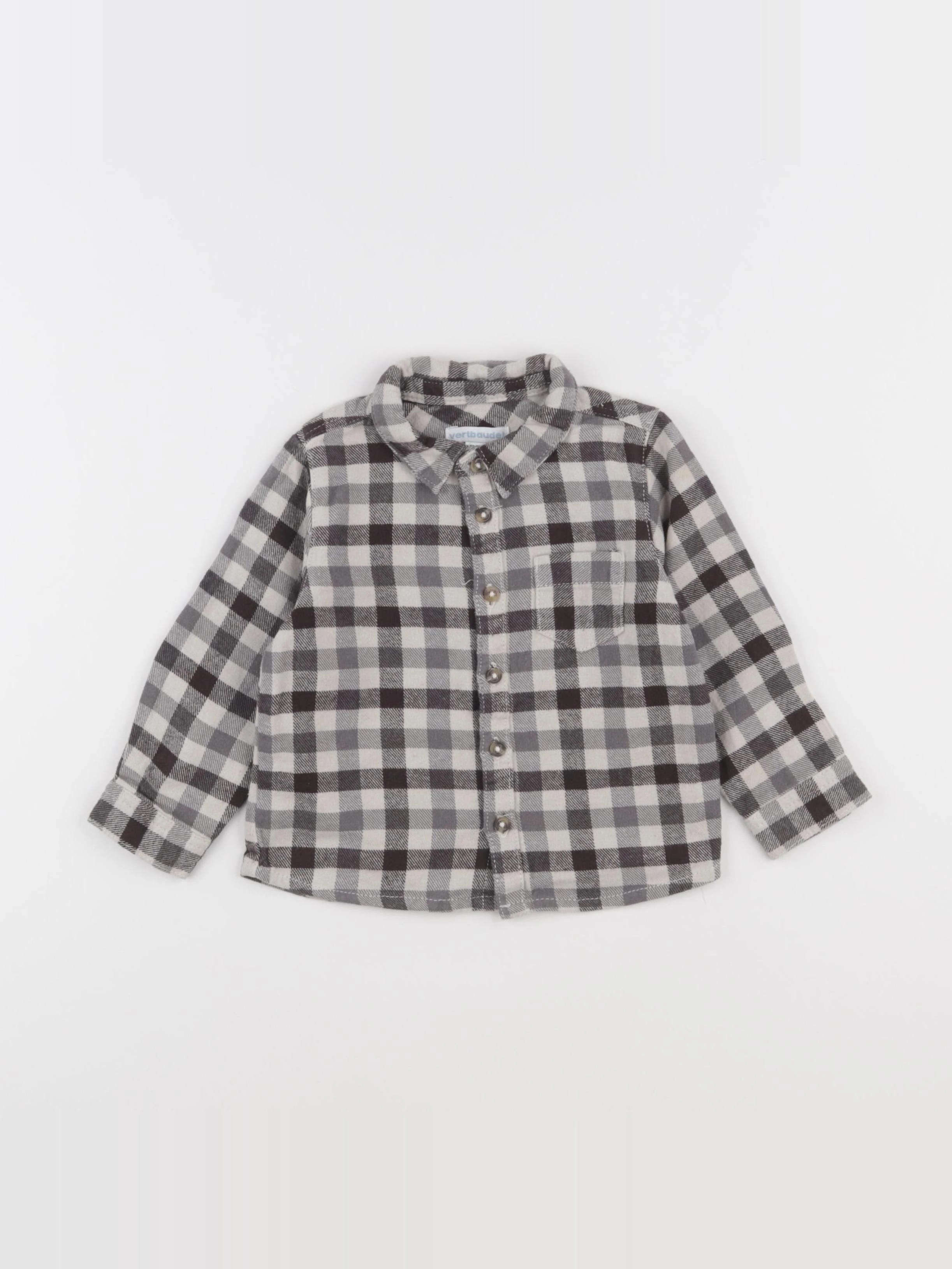 Vertbaudet - chemise beige, gris - 24 mois