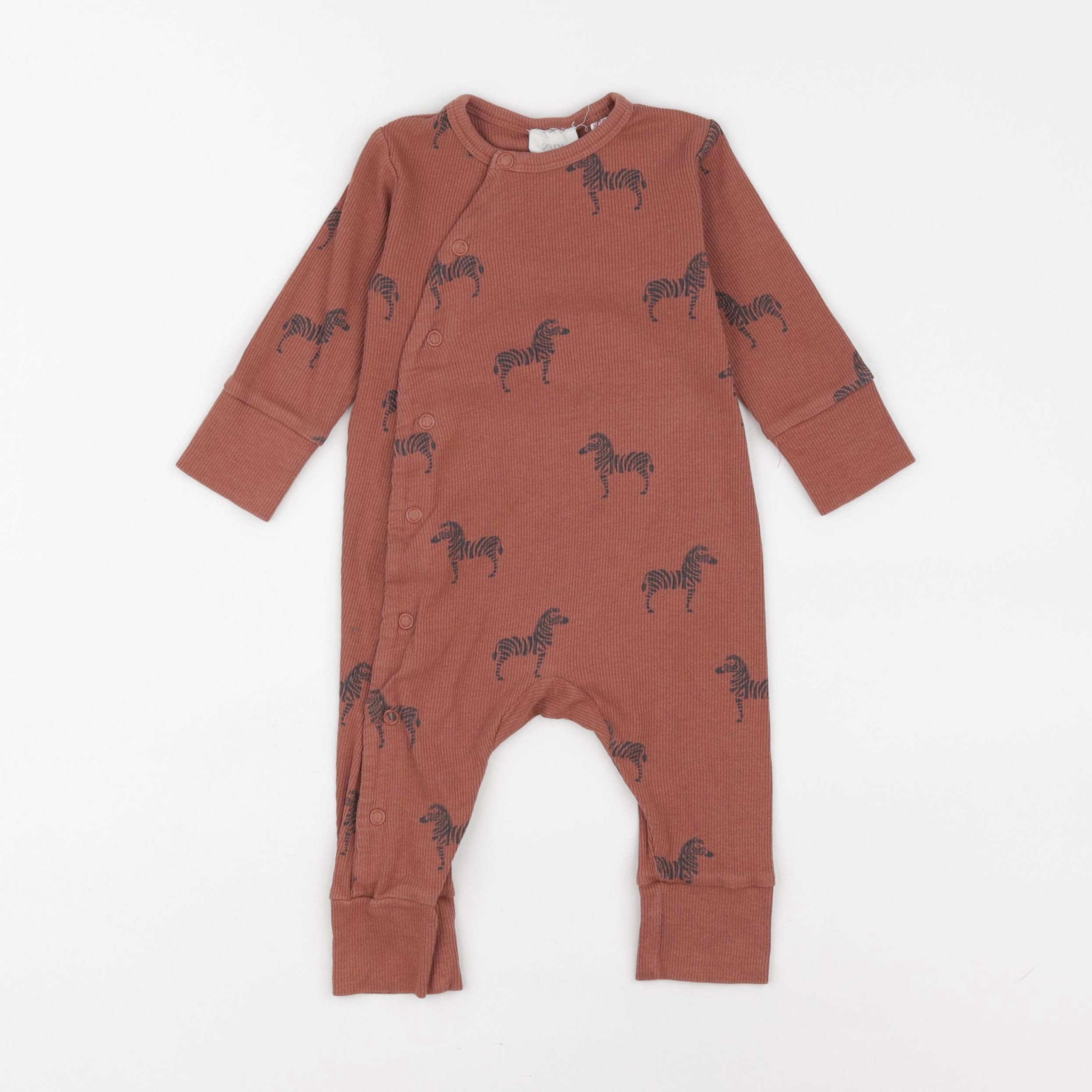 Zara - pyjama coton marron - 1/3 mois
