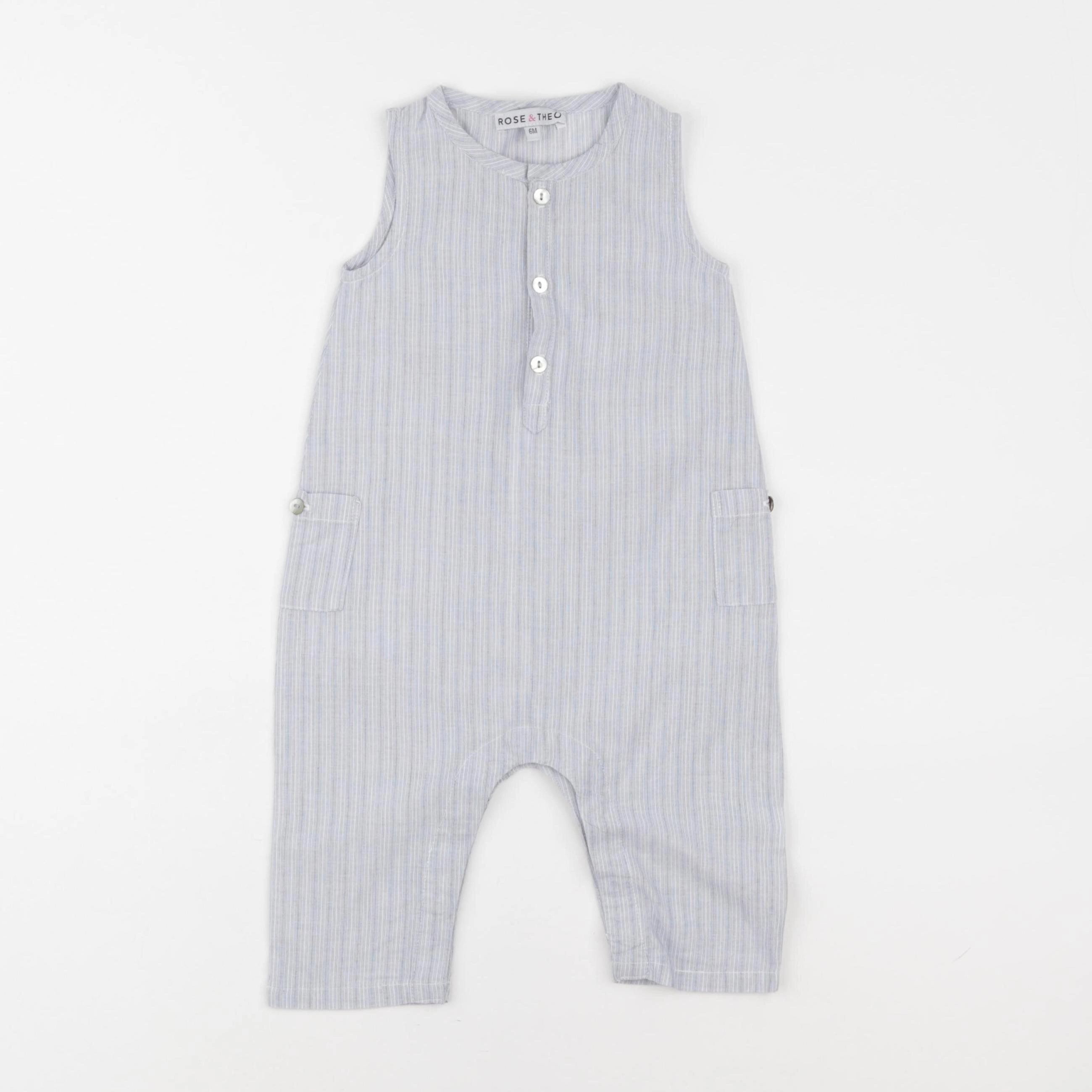 Rose et théo - combinaison bleu - 6 mois
