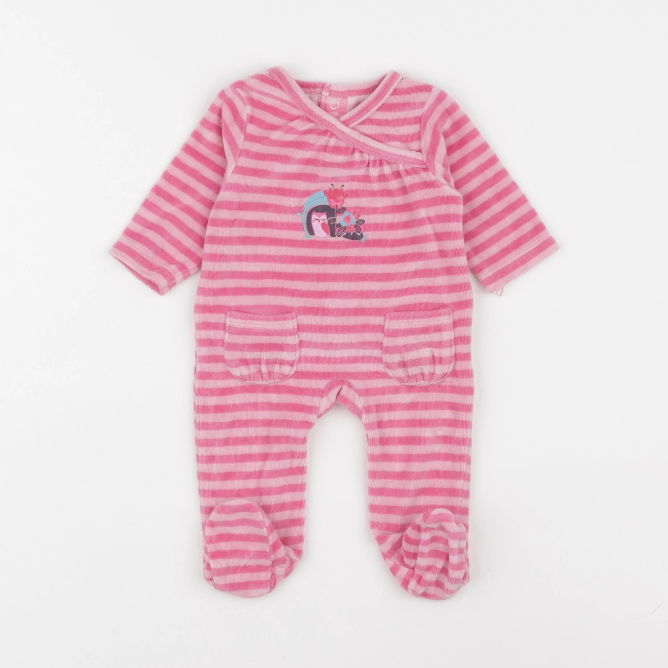 Vertbaudet - pyjama velours rose - 1 mois