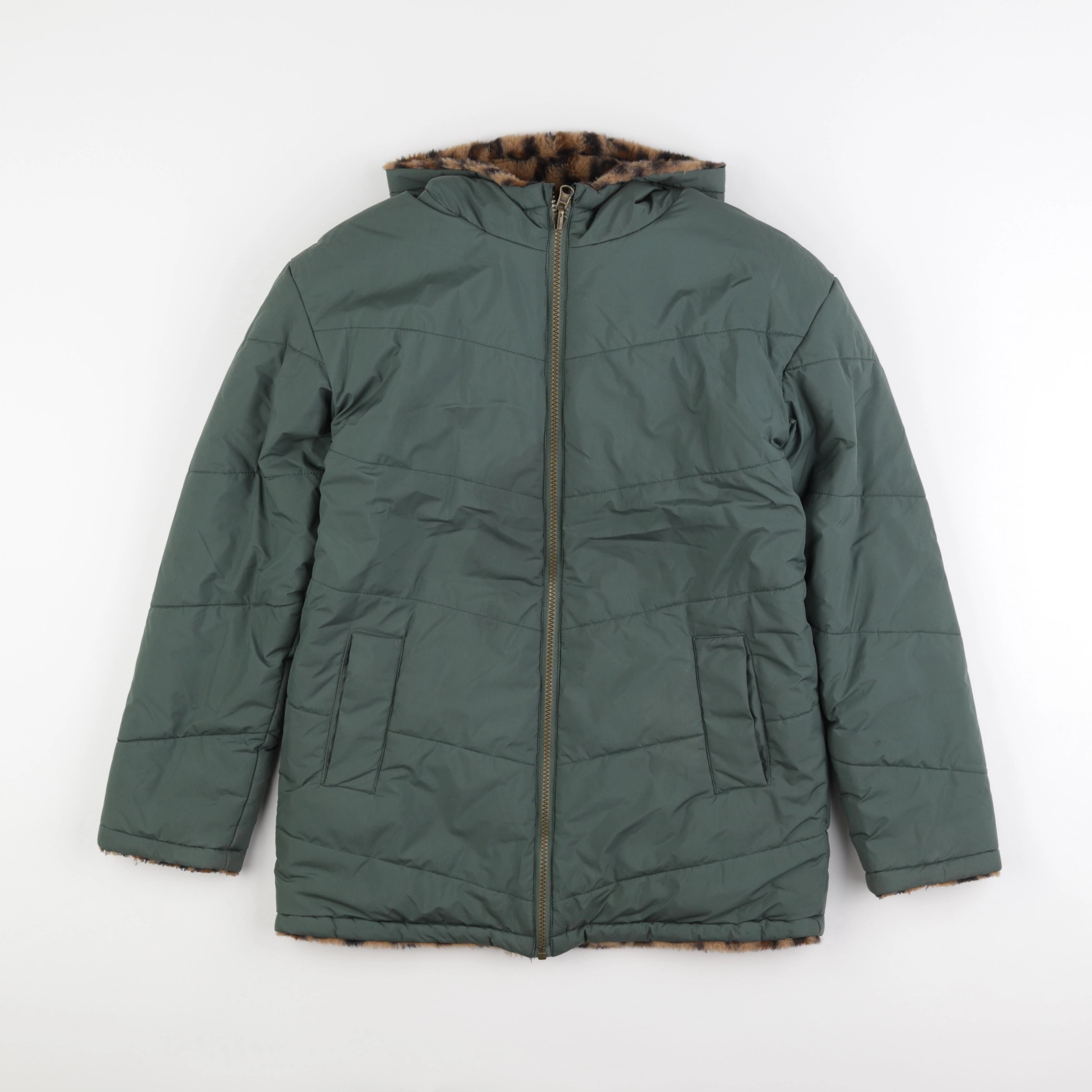 La Redoute - manteau réversible vert, marron - 12 ans