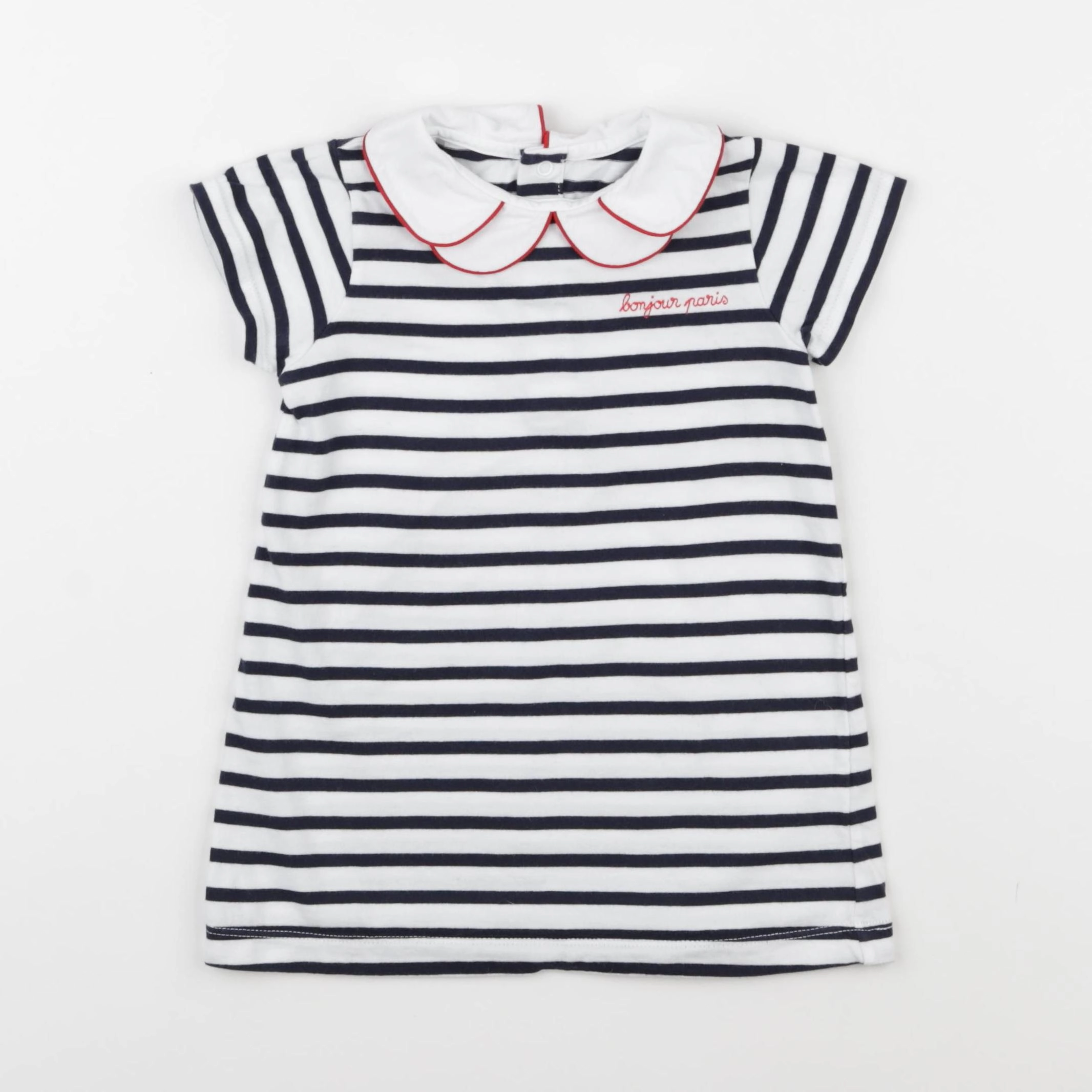 Jacadi - robe blanc, bleu - 24 mois