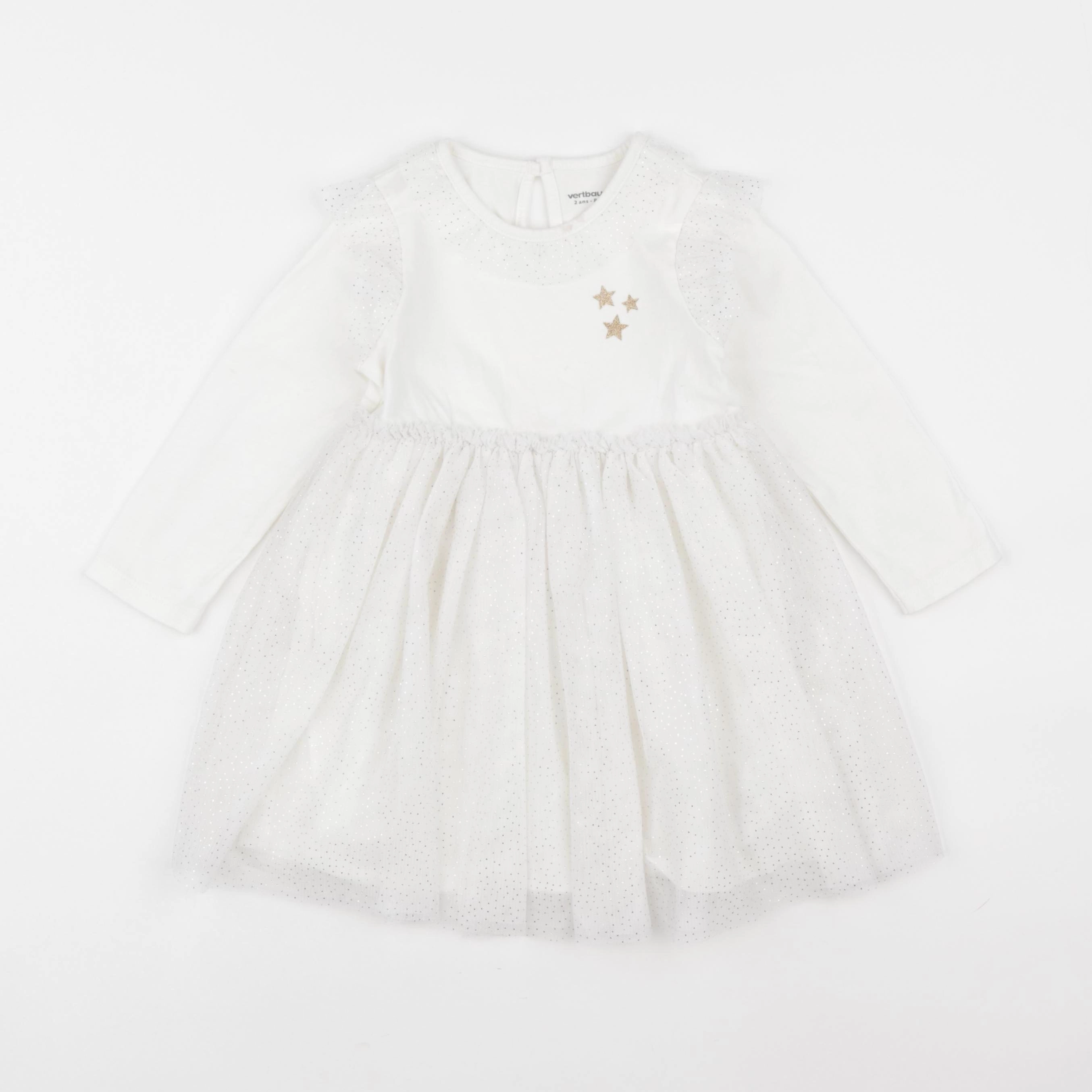 Vertbaudet - robe blanc, argent - 2 ans