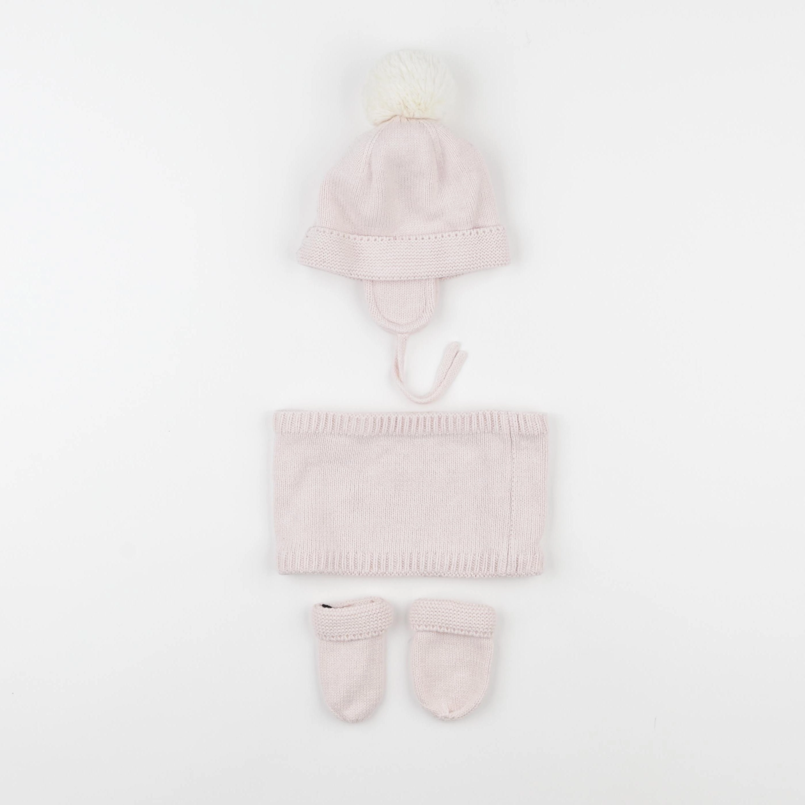 Vertbaudet - ensemble bonnet/moufles/tour de cou rose - 12/18 mois
