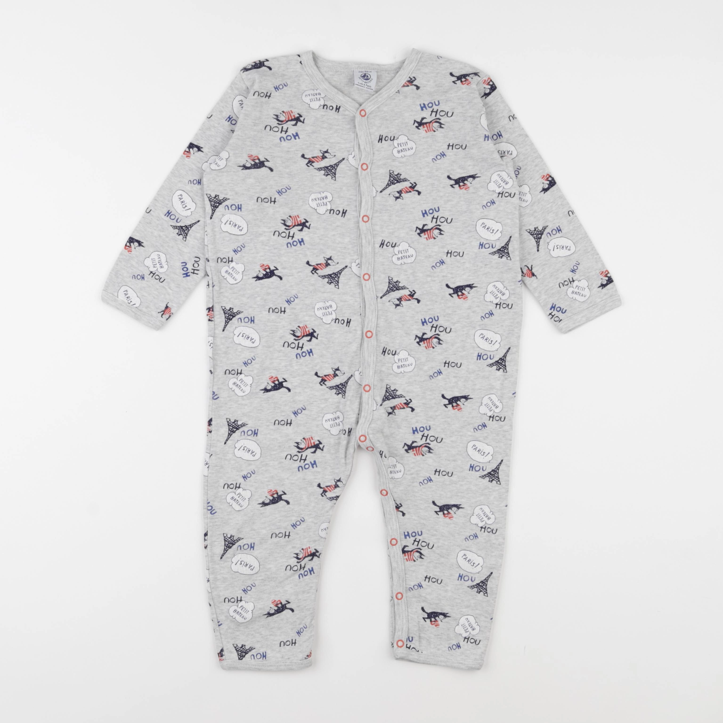 Petit Bateau - pyjama coton gris - 24 mois