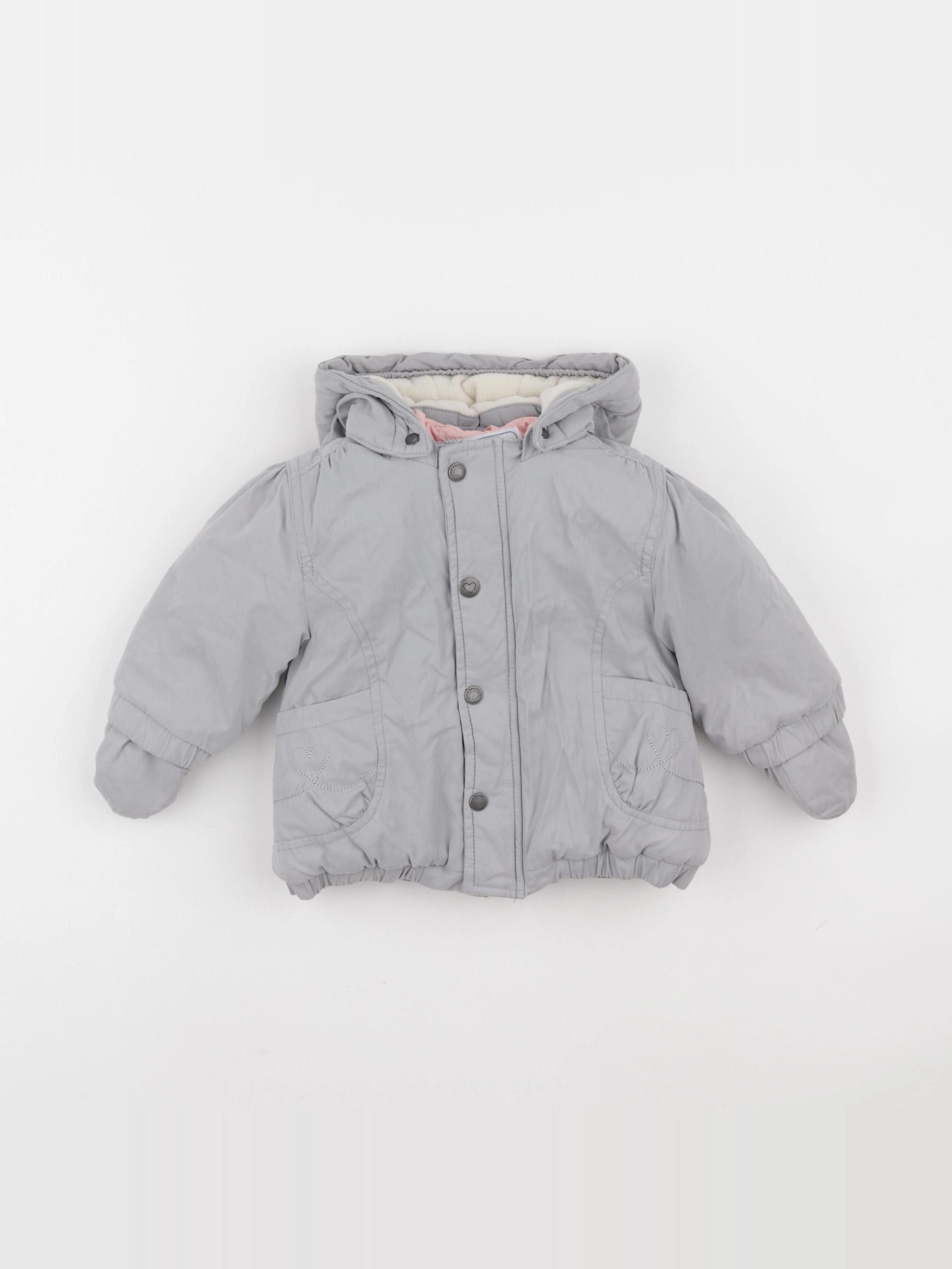 Vertbaudet - manteau doublure amovible gris - 6 mois